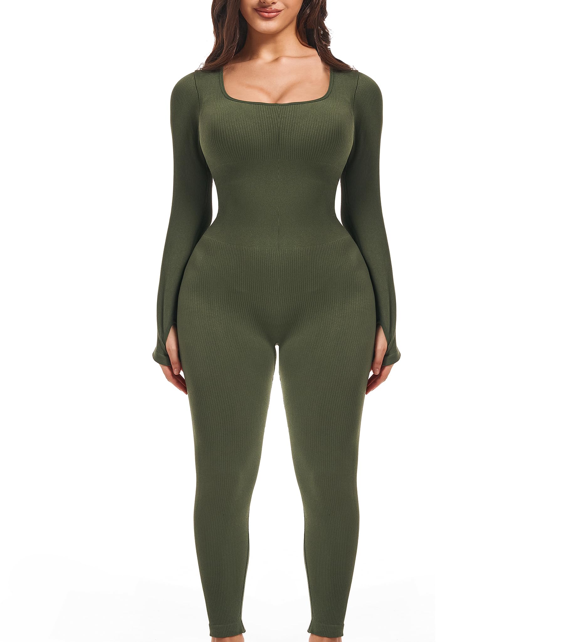 Women's Ribbed Jumpsuit - Green M-image-0f466248-cfcd-4d43-a4dc-f6d313ca53f2-113644