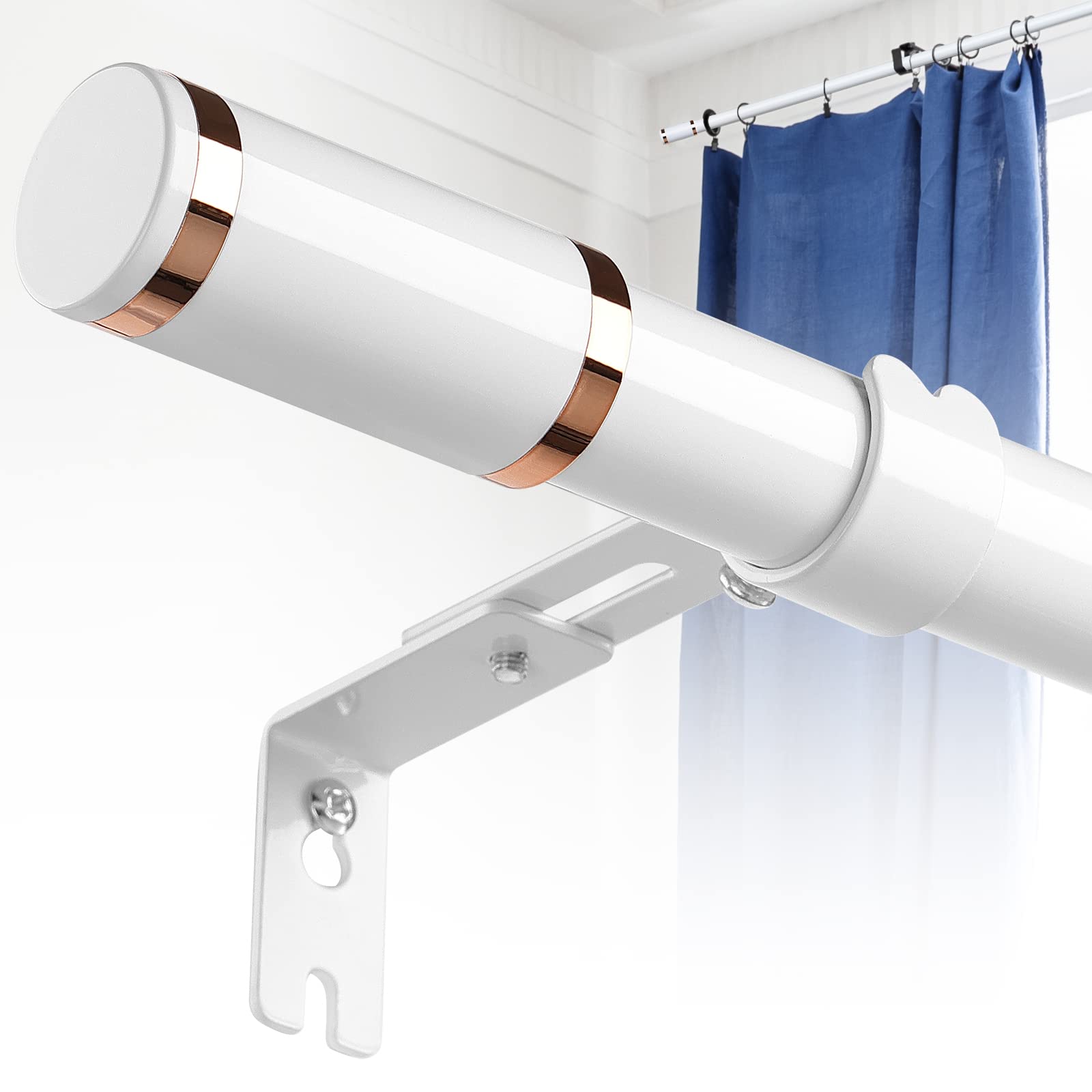Curtain Pole with Rose Gold Finials - White 76–296cm-image-b5249444-af20-46ba-a1ce-c077d895653d-82844