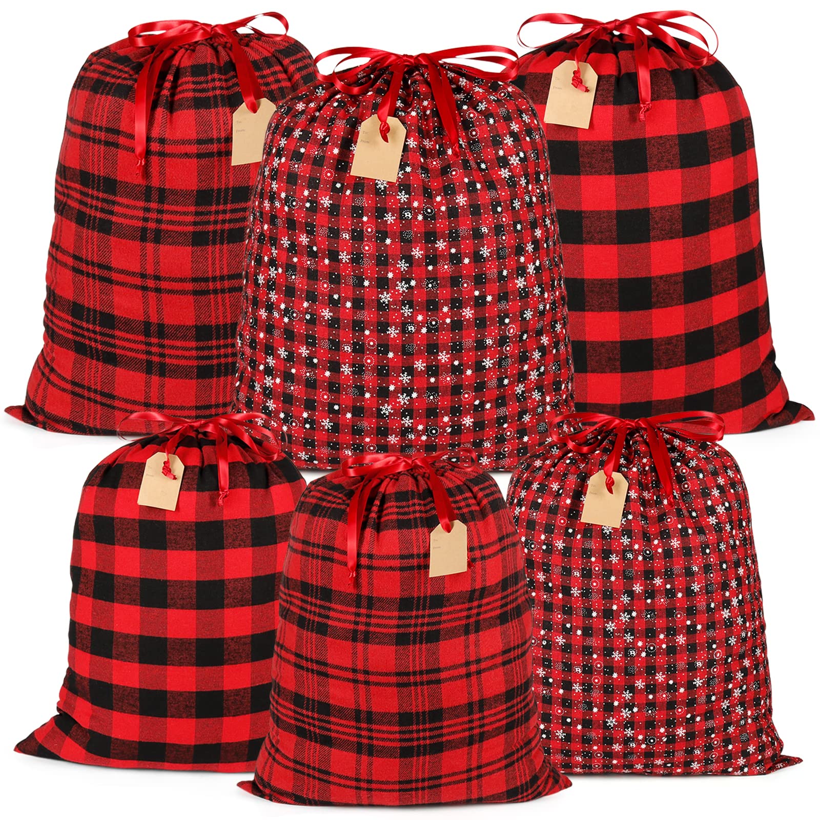 Advantez Buffalo Plaid Grawstring Bags, Reusable Fabric 6Pcs Xmas-image-cc7851dc-d695-4480-ad91-badd969b2c75-63936