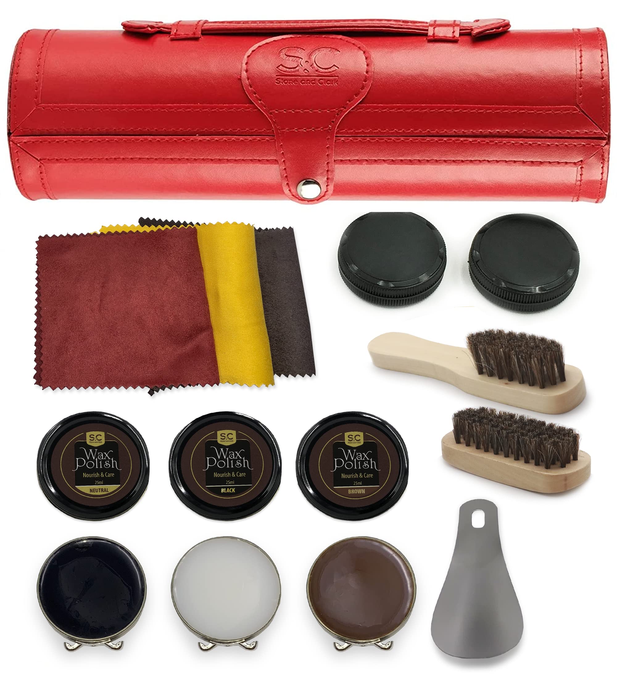 Stone & Clark Shoe Polish & Care Kit, Leather Shoe 12PC Wax, Red)-image-cdf141b1-ce4f-4d55-9d78-f9a42b063eb4-39954