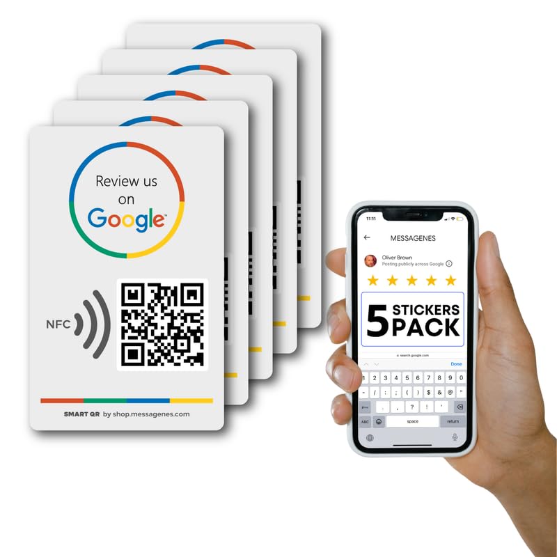 Google Review NFC Tap Stickers - White 5 Pack-image-cb0c42d6-cd6f-44fa-8287-6ca9e974f809-110790