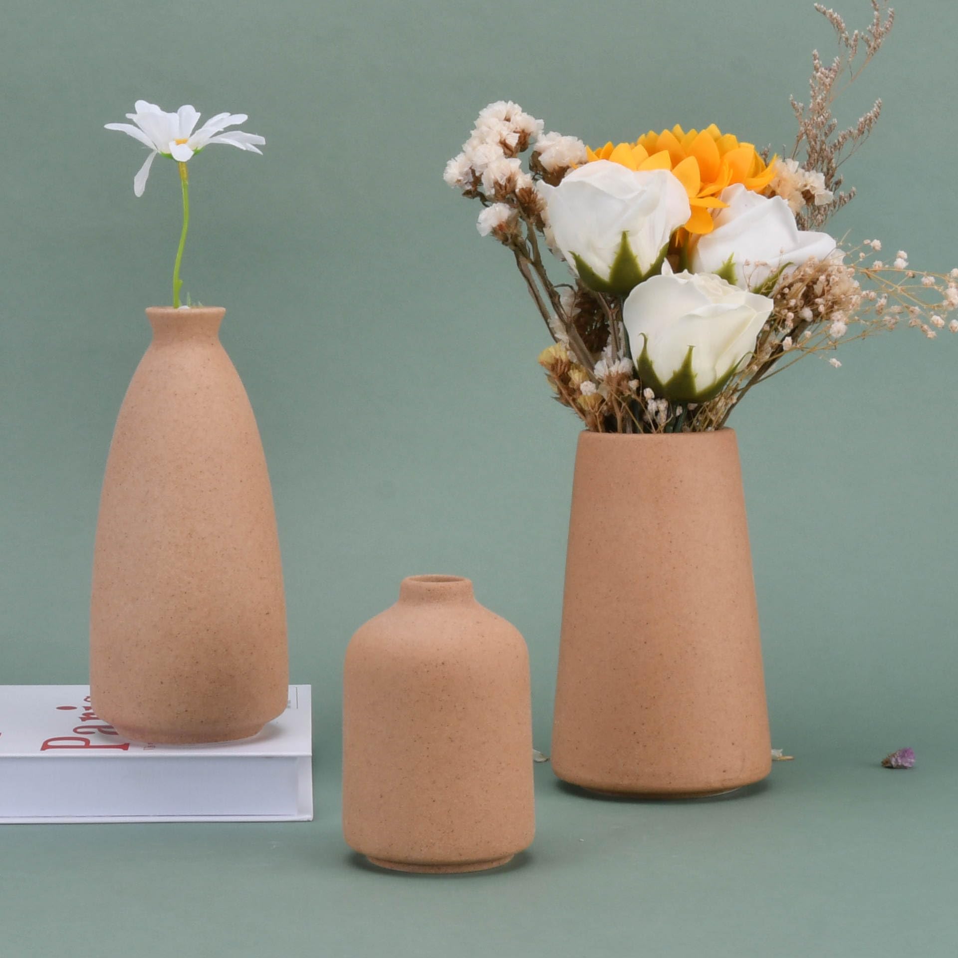 Blessings Decor Set of Ceramic Vase Sand Glazed (Cream) 3-image-f1063ff6-00ea-4647-ab07-fe1e31a4fd7c-34657
