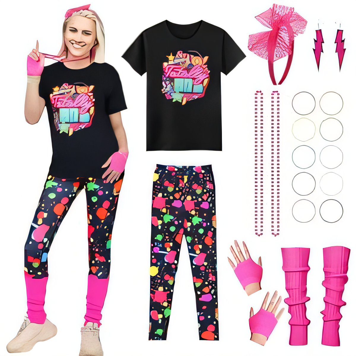 80s Fancy Dress Costume Set - XXL Pink-image-7a916e38-956b-4a28-8844-466c58e81235-91465