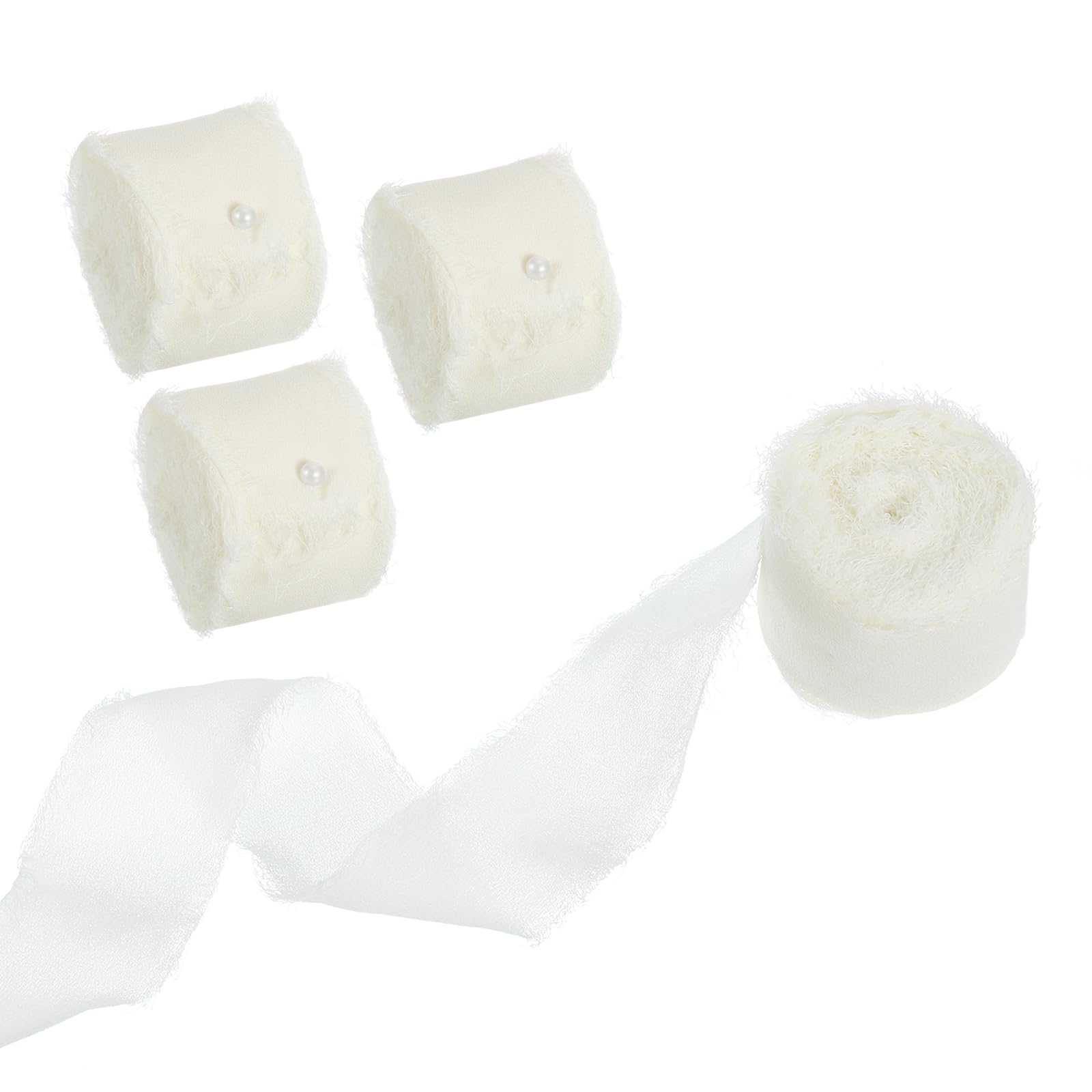 sourcing map Rolls Chiffon Ribbon Handmade 4 1.18" x 5.5Yd White-image-c339fd24-b055-4396-85e9-a6bb2e9f2630-60301