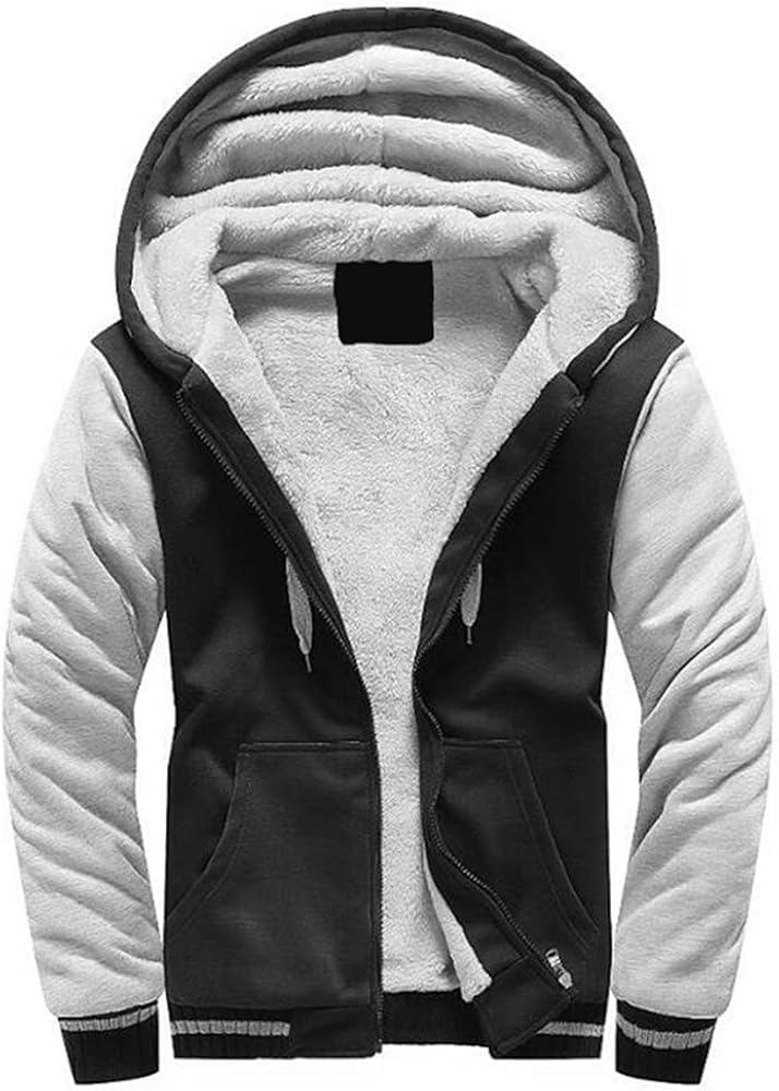Men's Fleece Hoodie Jacket - Black & White 2XL-image-b392439e-512e-4f2c-9dcb-5ed27cd5ea4b-114846