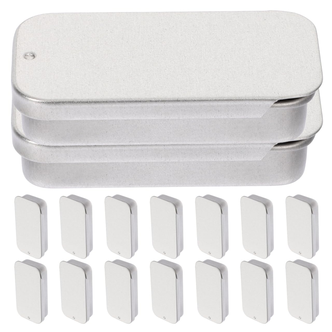 16Pcs Silver Slide Top Tins - Versatile Metal Containers for Candy, Balm & Jewellery