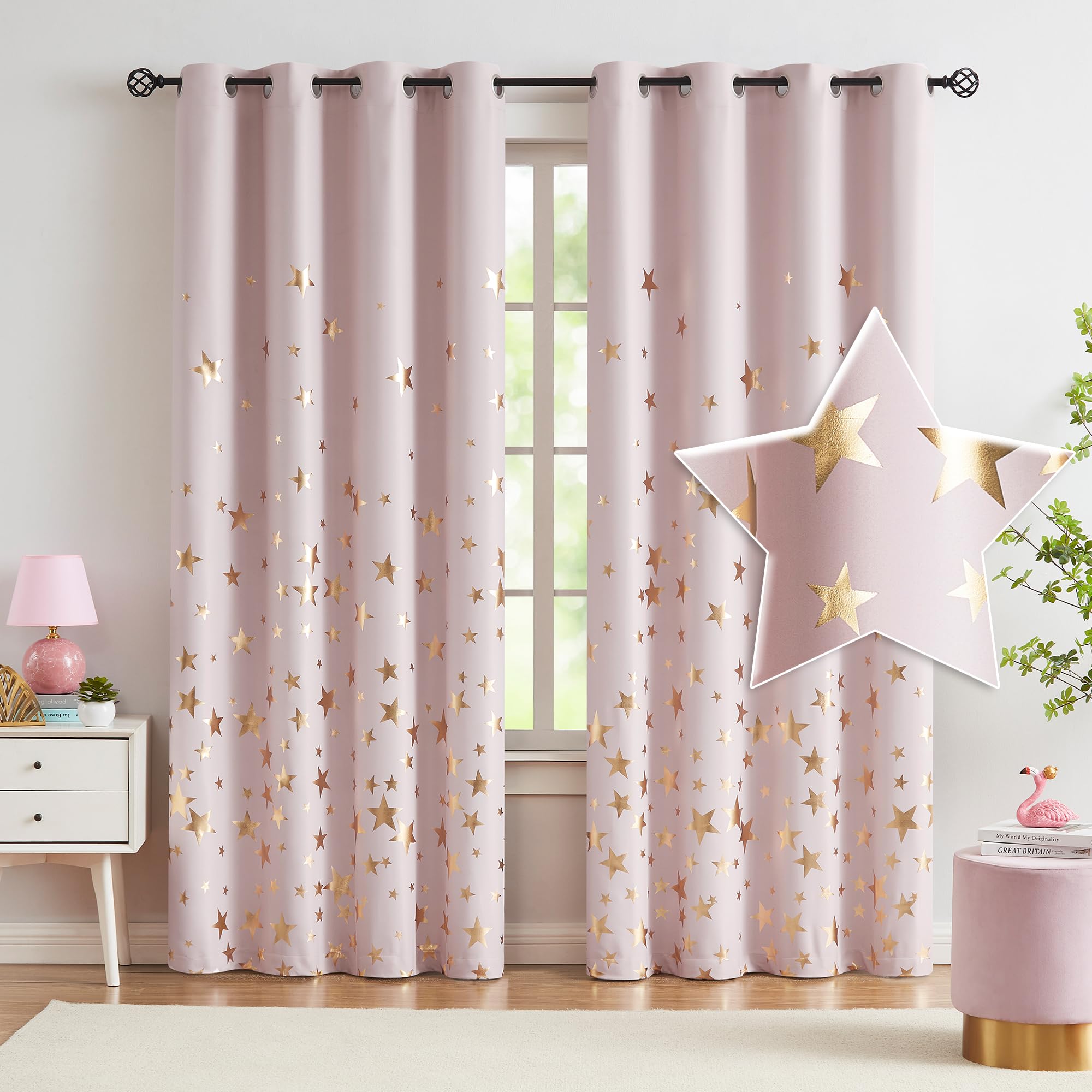 Blackout Curtains Eyelet 2 Panels - Pink W50" x L90"-image-36c39d53-cf73-40ba-9434-b1a55d48ec93-104410