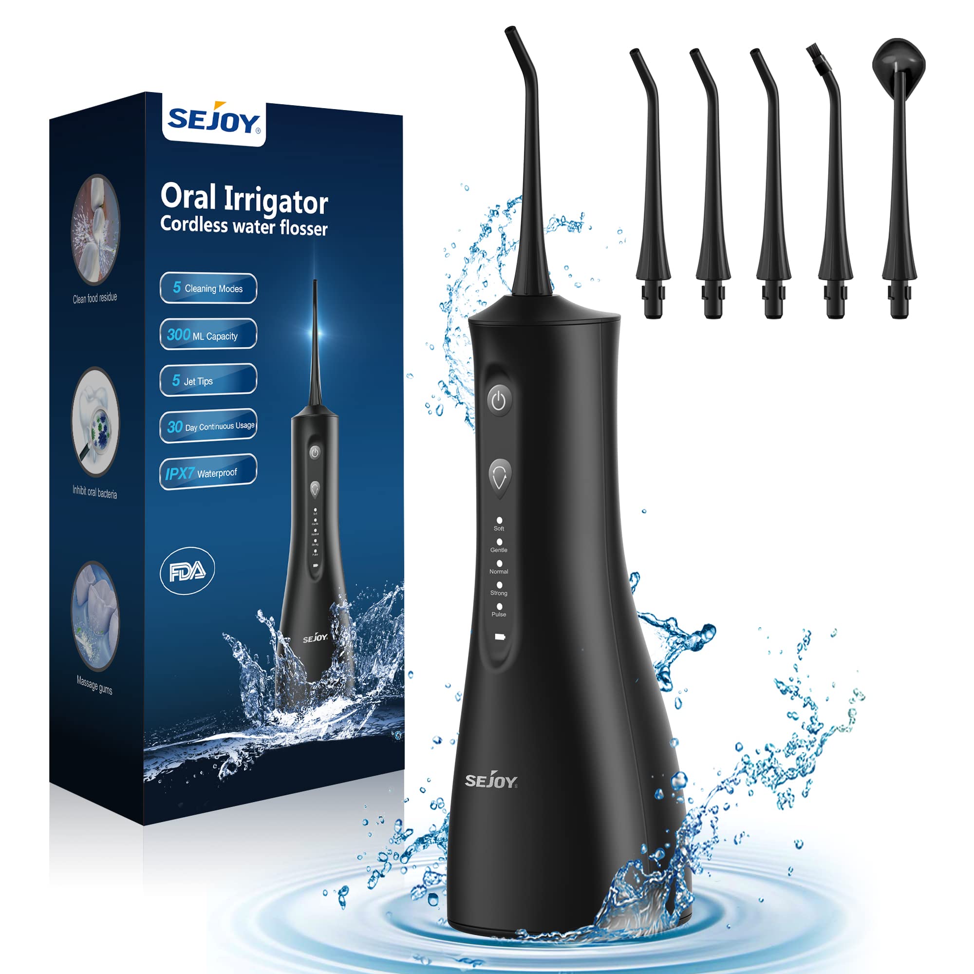 Cordless Water Dental Flosser 5 Modes - Black C11-image-60886b0f-386e-4aa9-90c1-5934849cc0f0-104887