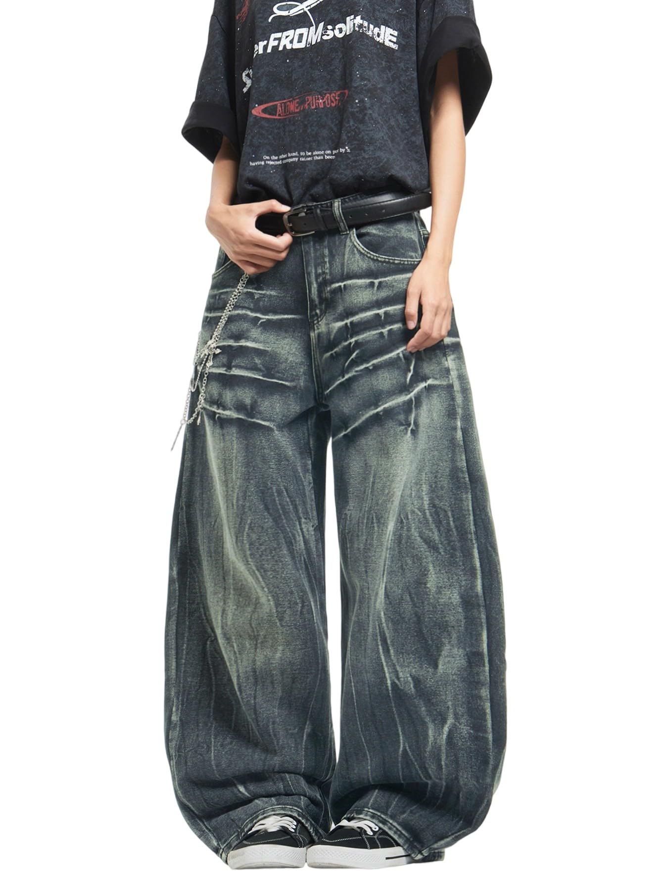 Men's Distressed Baggy Jeans - B10 Retro Blue M-image-b8543505-4bc7-407a-8a2a-bb8e362243e2-95215