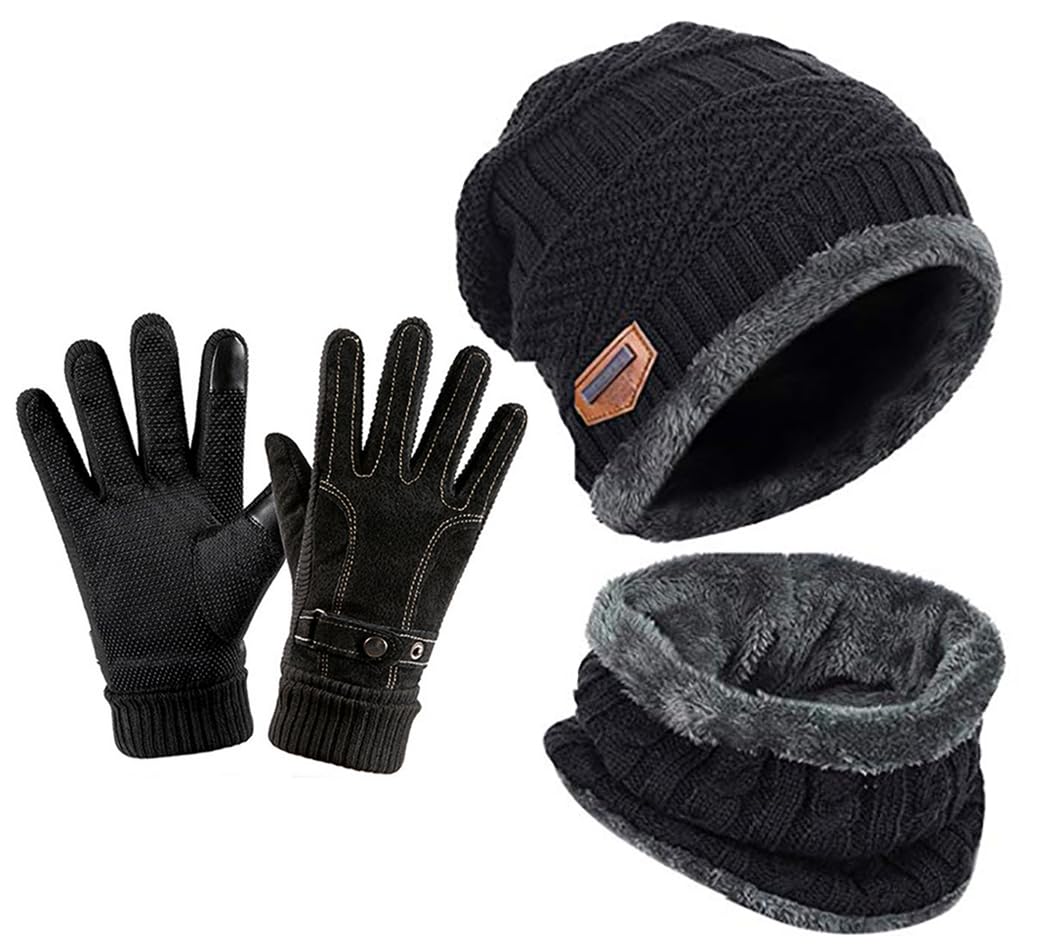 Winter Beanie Scarf & Gloves Set - Black One Size-image-ba745232-381b-4499-94b5-28b020072549-87320