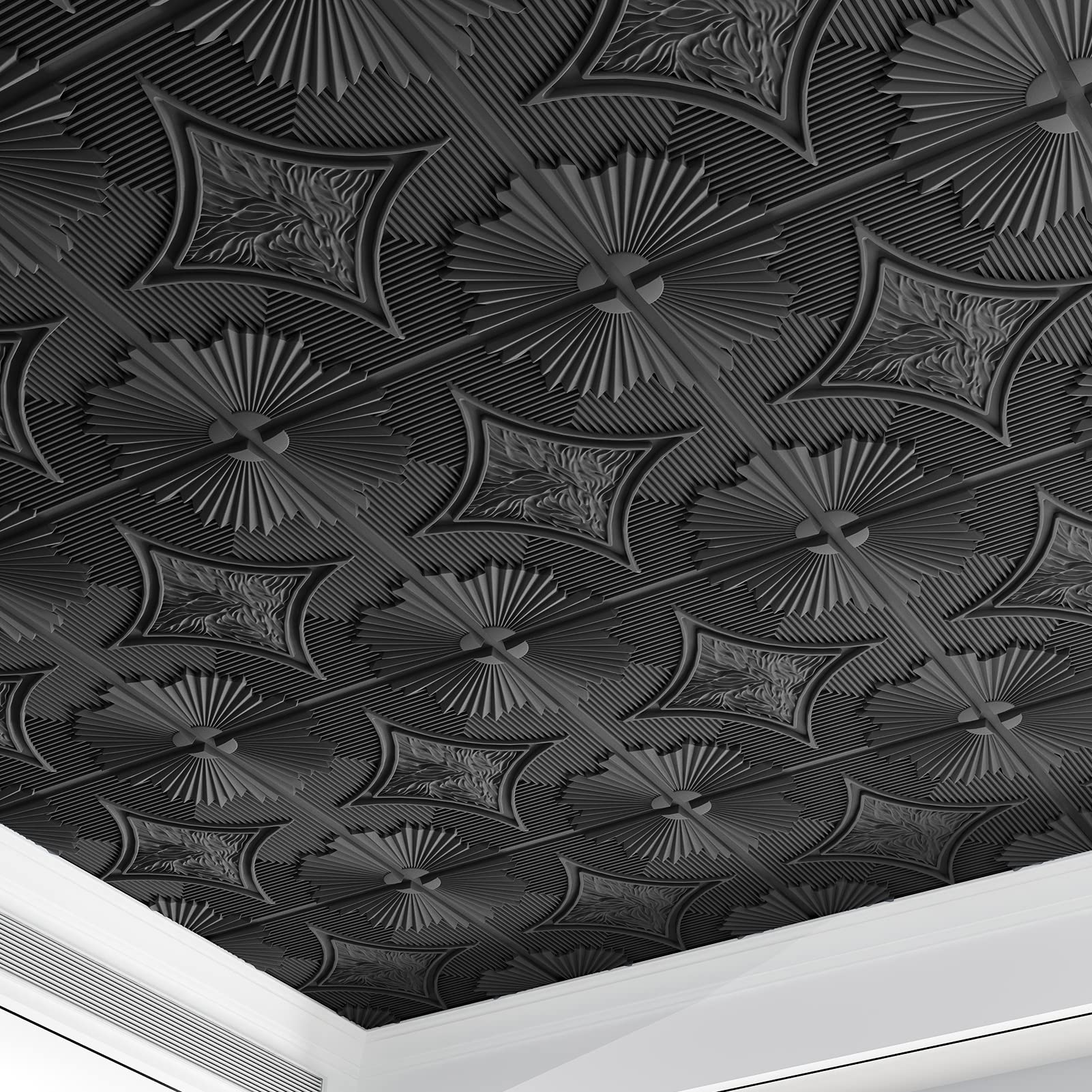 3D Ceiling Tiles Pack of 12 - Black 24x24 in-image-65cfcbb0-88b8-4eb2-833a-db3d1431d925-114179
