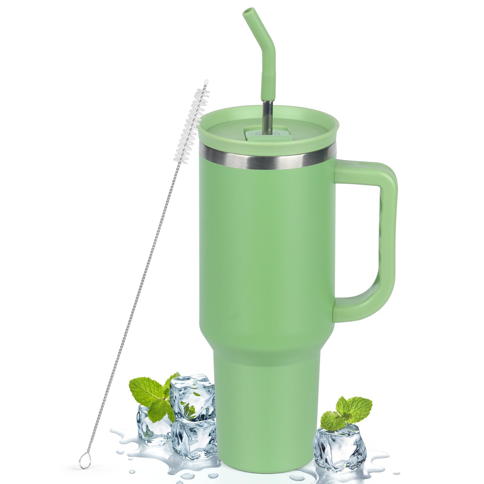 40oz Green Insulated Coffee Tumbler with Straw & Lid - Keep Drinks Hot/Cold-image-a4ea9c2e-aed3-4584-bbba-be851f78b471-57639