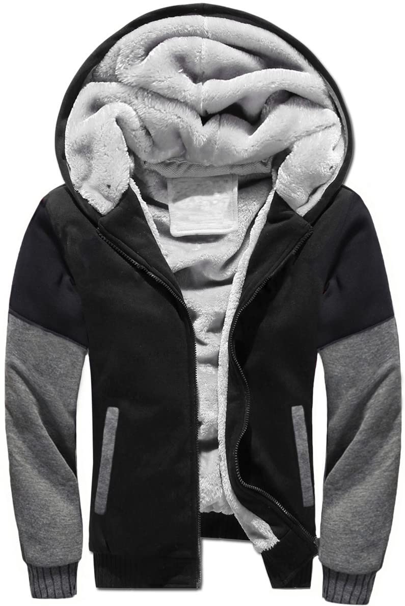 Men's Fleece Hoodie Zip Sherpa Lined - Black & Dark Grey L-image-9eac78cf-c5a9-4ad7-ab38-60088ec44fc3-114845