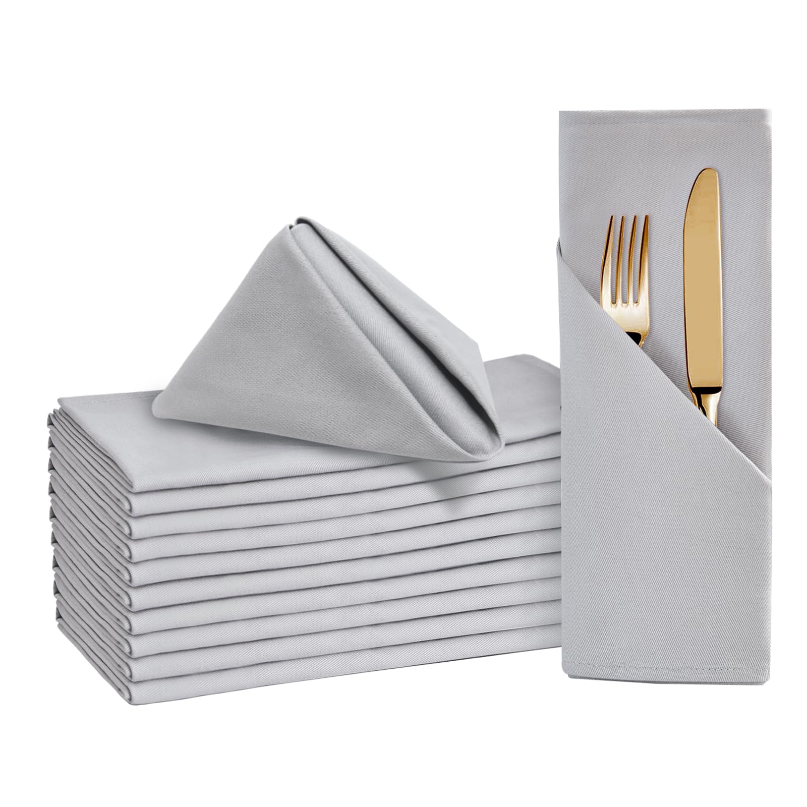 Cotton Cloth Napkins Set of 12 - Grey 50 x 50 cm-image-5bd5a708-6a9b-4c36-bf1b-53d100427f2d-95203