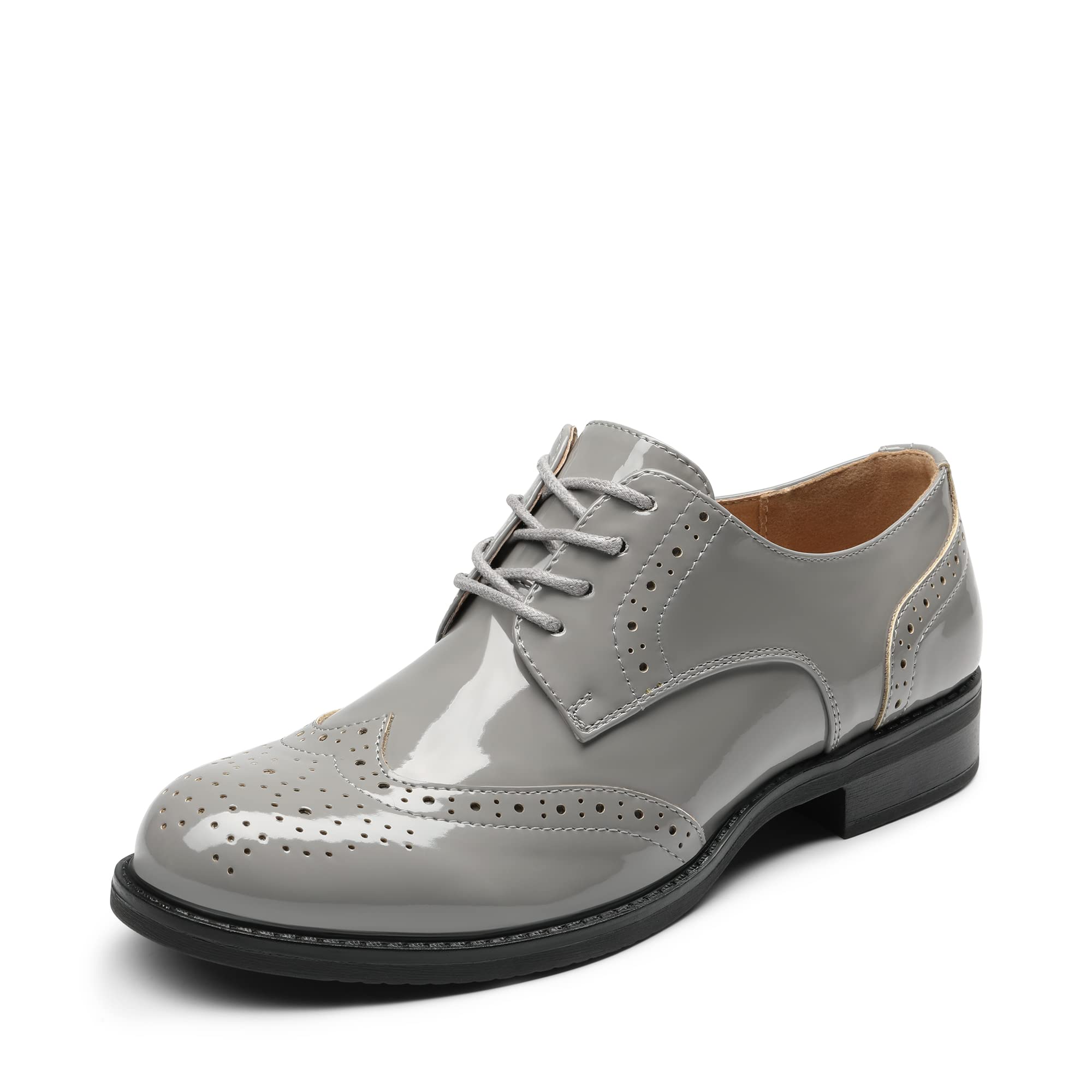 Women's Brogue Oxford Shoes - Light Grey UK 7-image-6a005aa4-84b7-4a23-b4a5-1f58d09aa965-107533