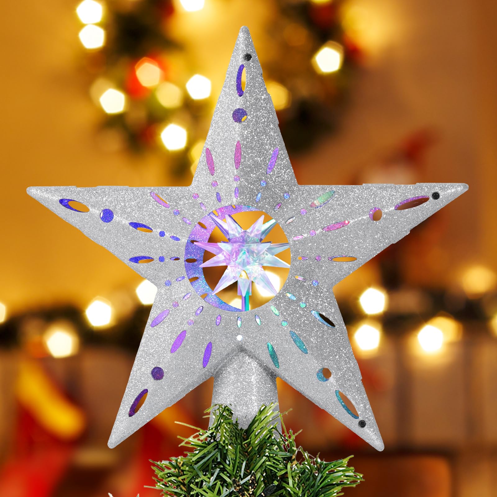 Quntis Christmas Tree Topper Star with Stereoscopic Rotating 3D Xmas-image-32a84f9b-10a0-4654-b771-388eea6262c8-56574