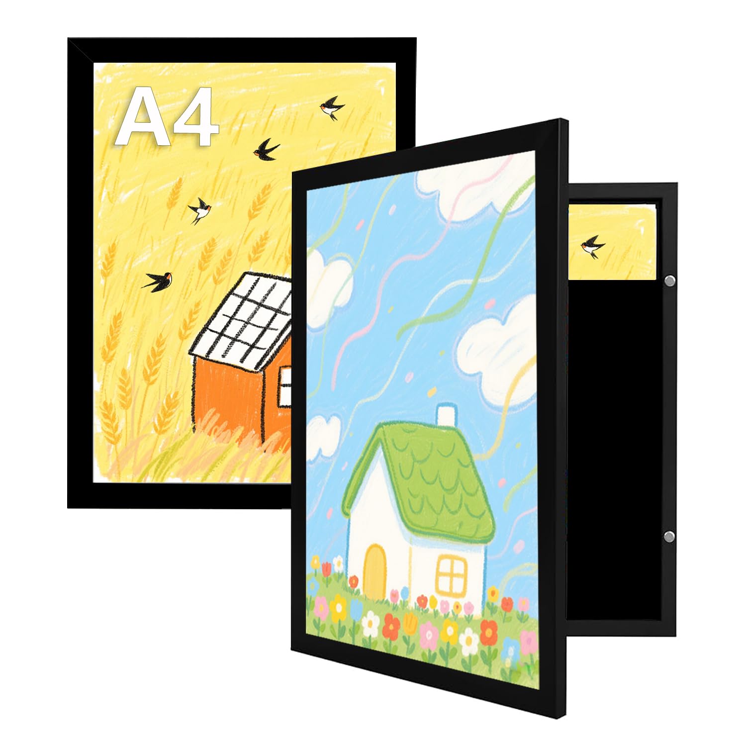 Kids Art Frames Front Opening - Black A4 2 Pack-image-b7e7299e-a352-4ca1-bbfc-90c20f635535-119682