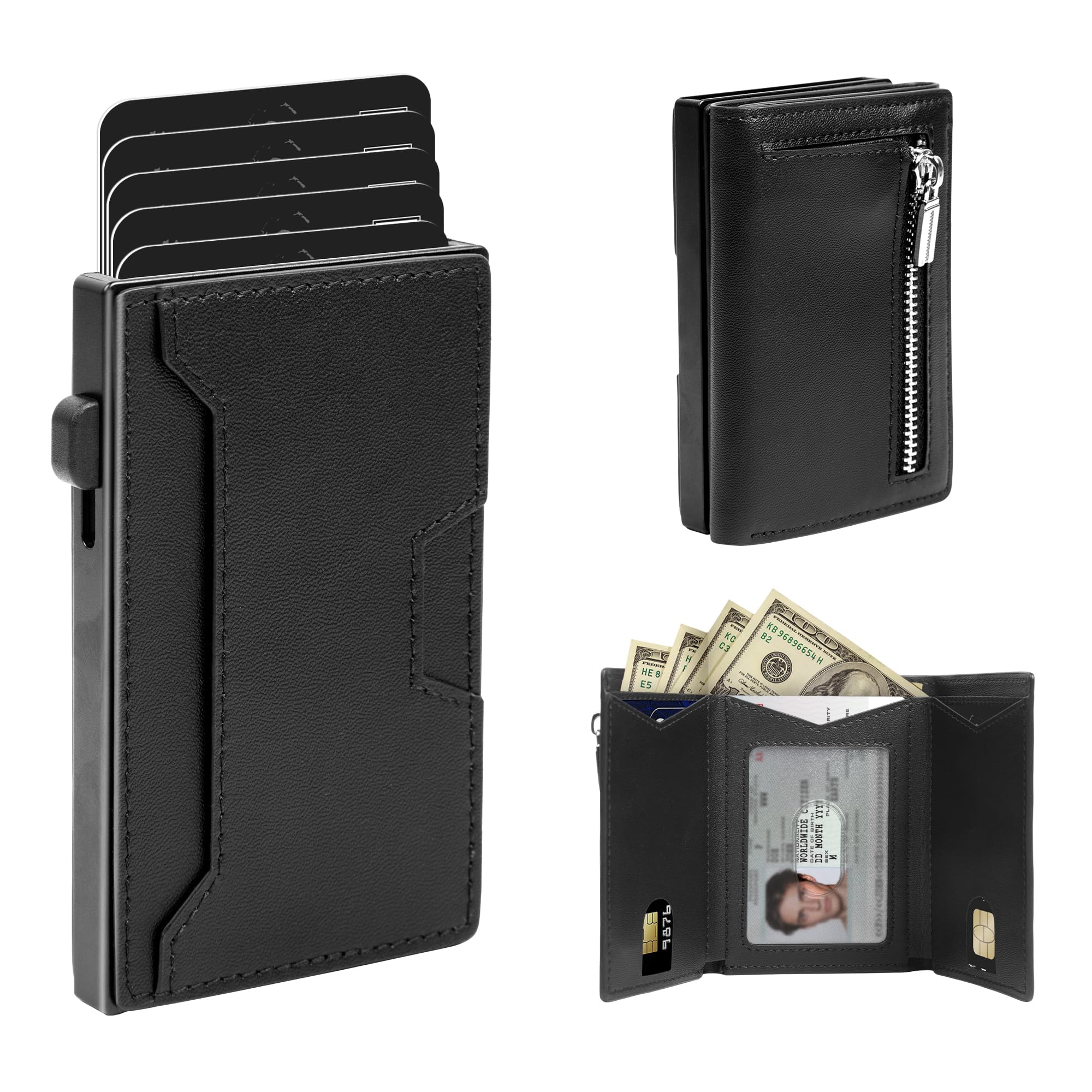 Men's RFID Blocking Wallet with Coin Pocket - Black-image-b583da9a-45d7-44f7-8ec8-e23890196a83-95325