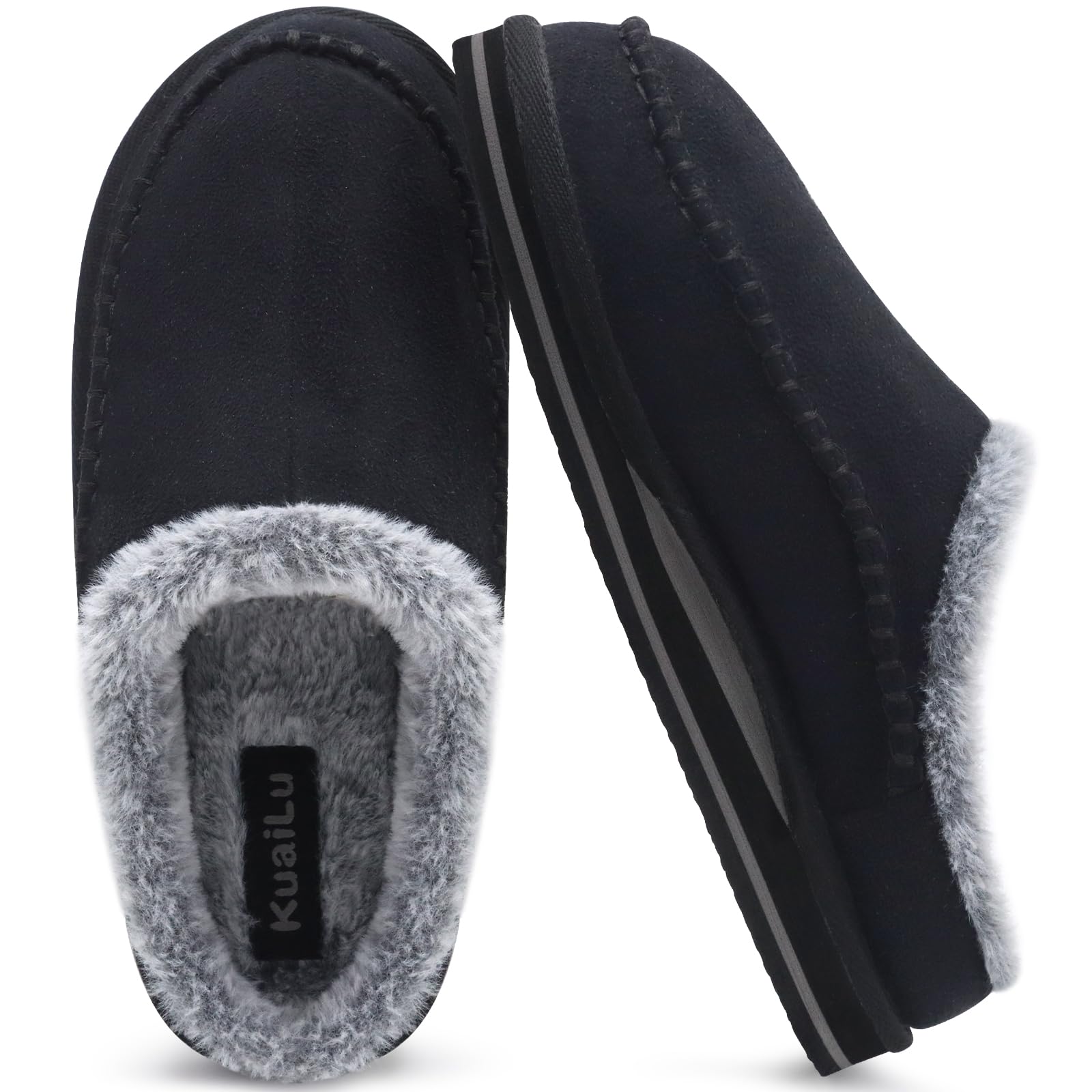 Men's Memory Foam Clog Slippers - Fur Black UK 12-image-a690b562-388d-425d-946c-0187627c9d97-90298