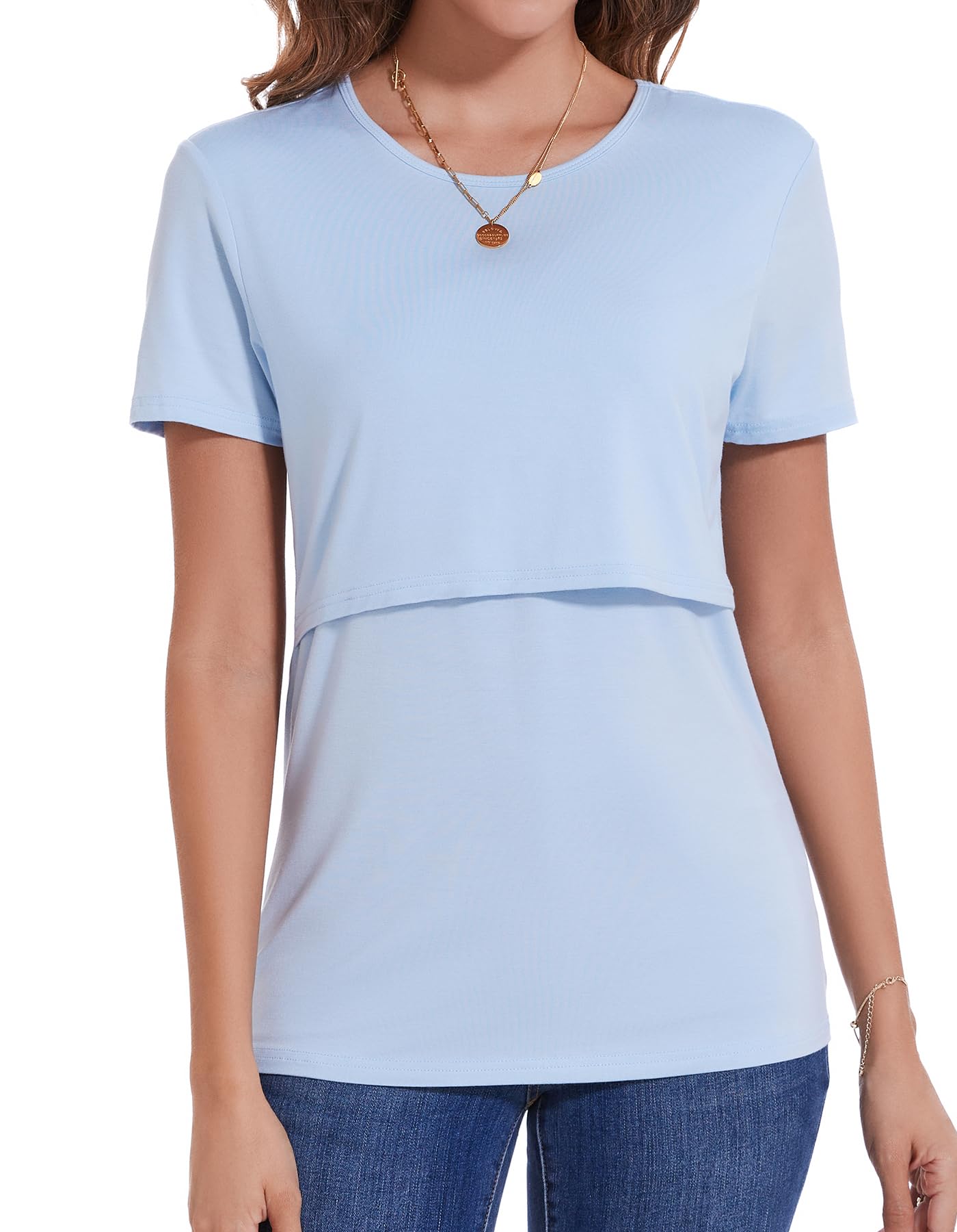 Women's Nursing T-Shirt Soft Short Sleeve - Baby Blue M-image-e85ac93c-7ee5-4bfa-98a1-d5e20f46db06-106476