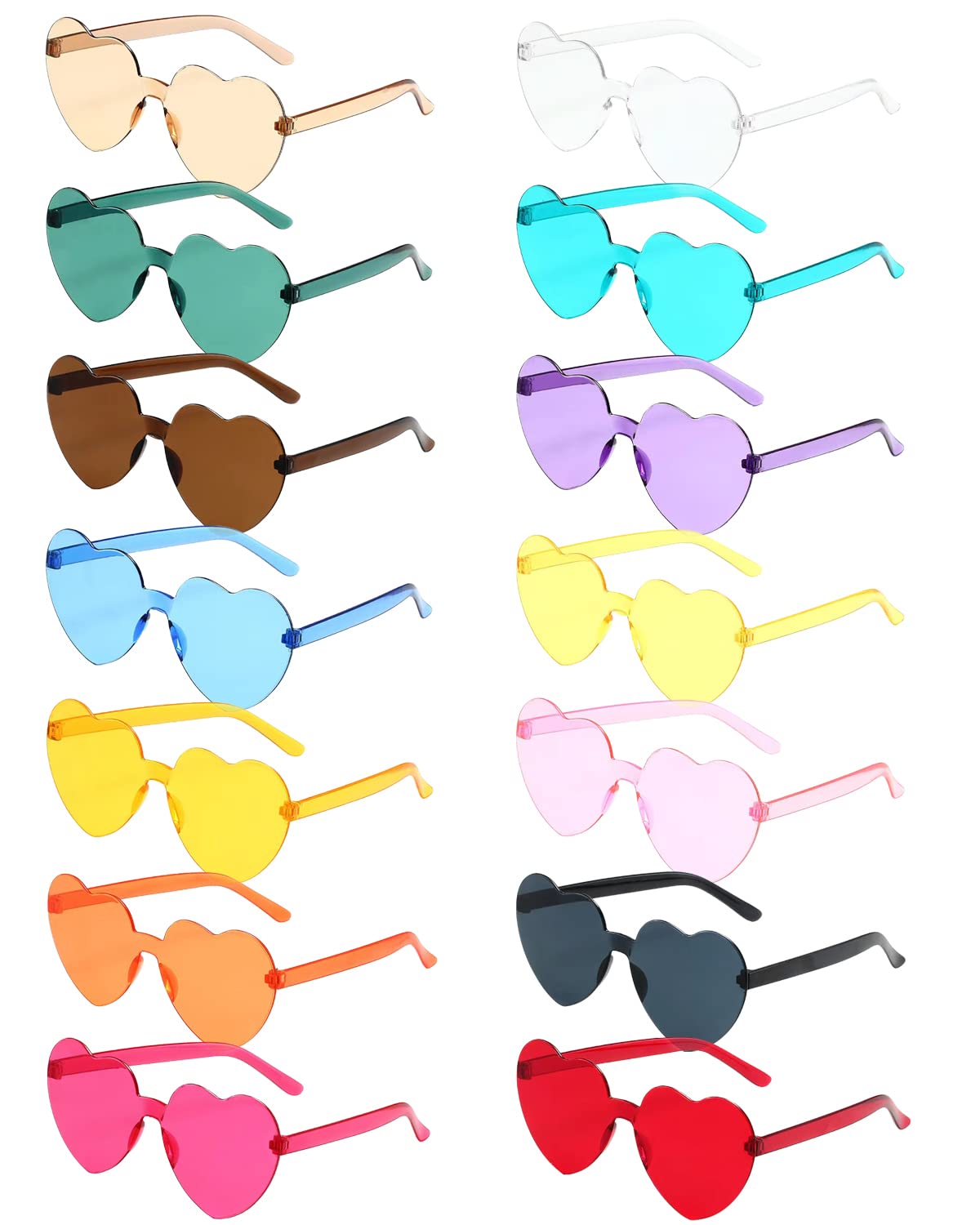 24 Pairs Colorful Glasses Transparent Rimless Round Fun Party Eyewear 12-80Pcs Heart Sunglasses Rimless Fun Sunglasses Bachelor  main image 2