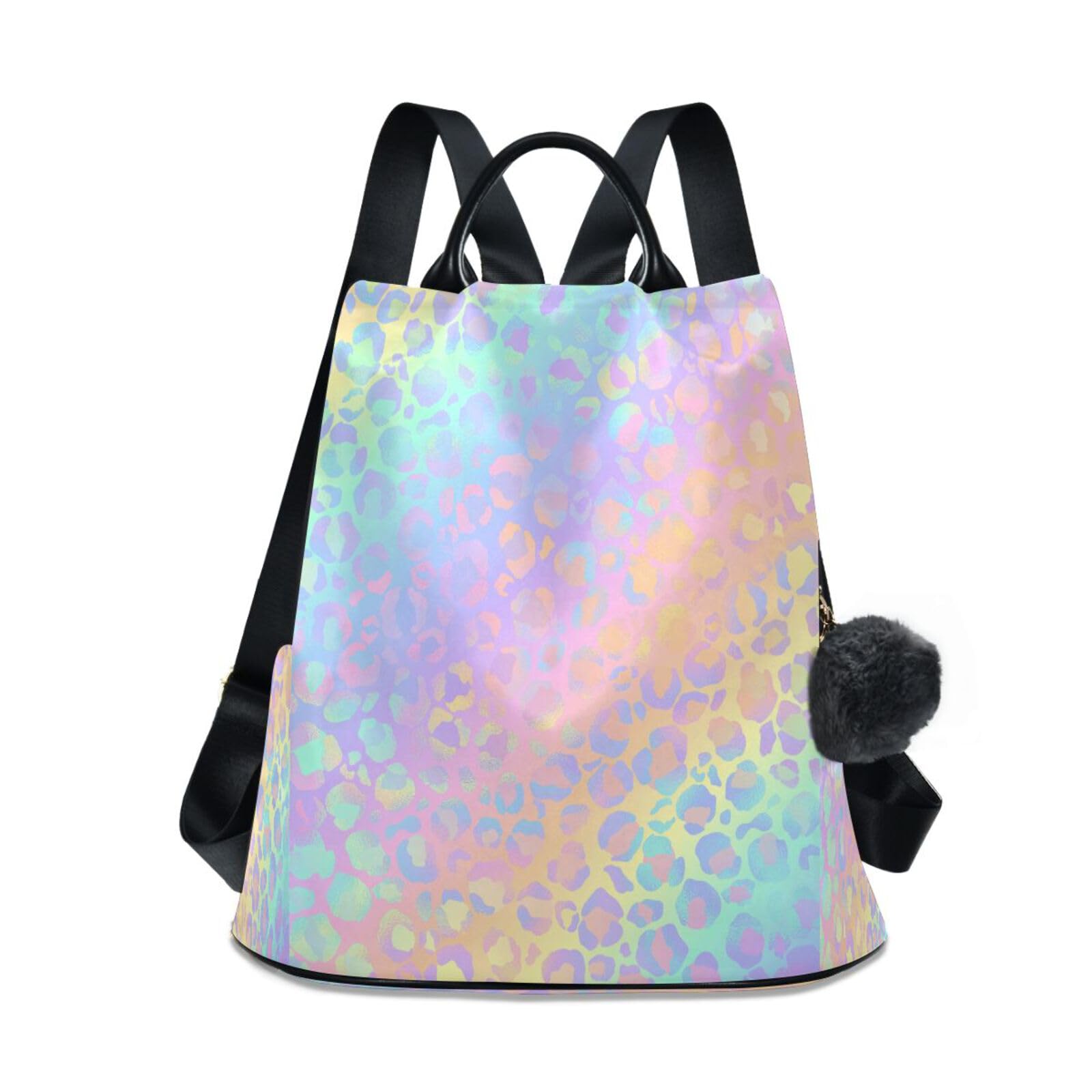 Leopard Print Rose Gold Fashion Backpack Purse Rucksack Travel Shoulder Bag Pink Leopard Print Backpack With Name Personalized School  main image 2