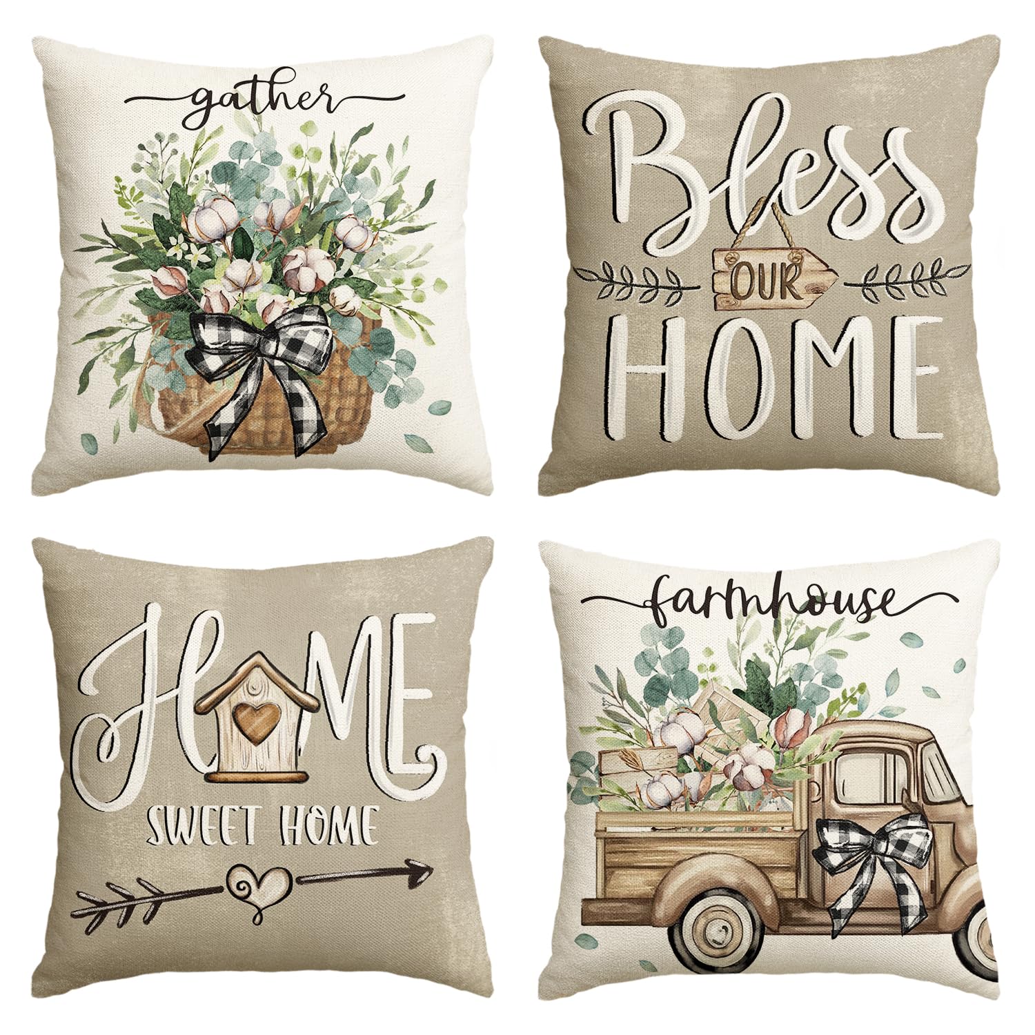 Cushion Covers Set of 4 - Brown 45x45 cm