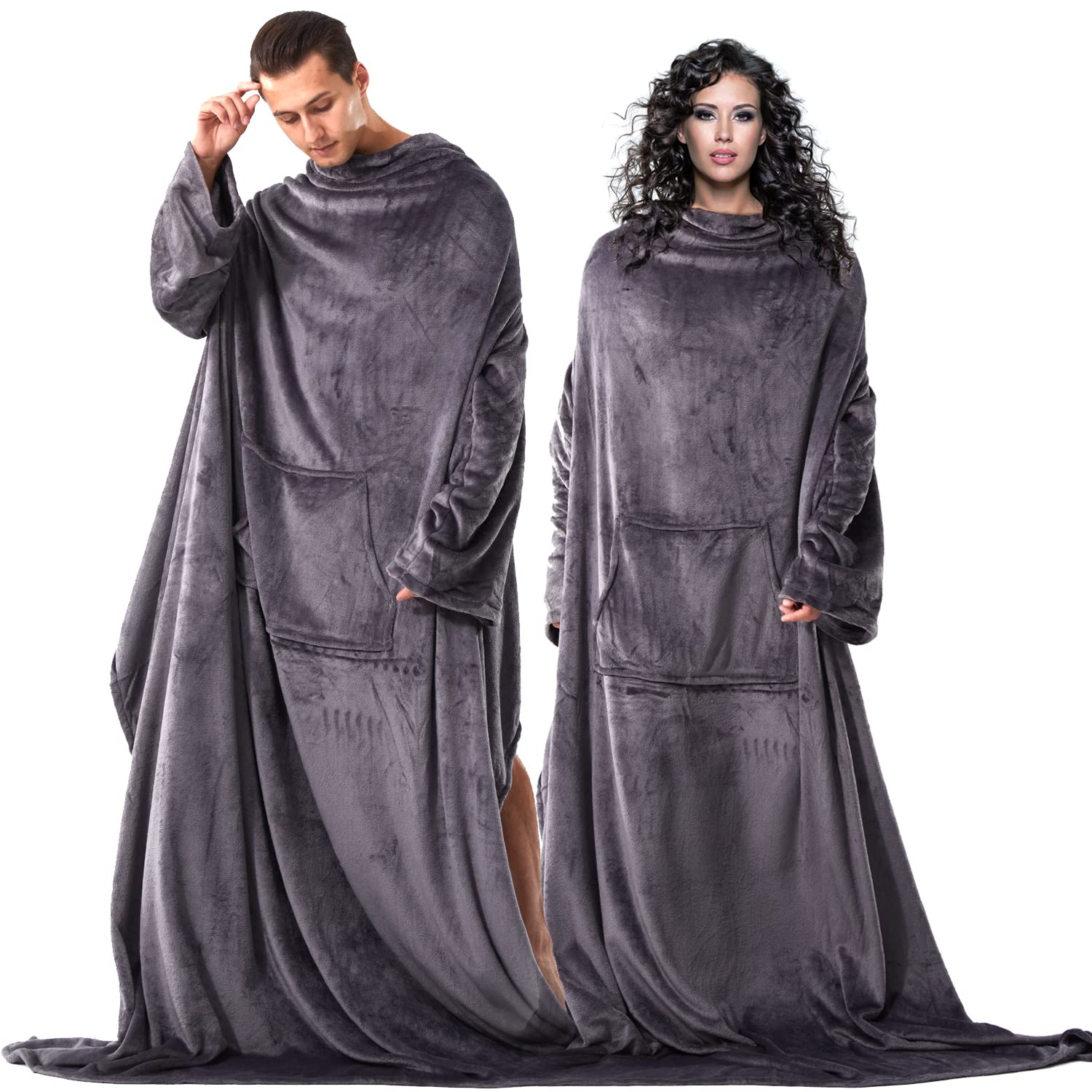 Wearable Sherpa Blanket with Pocket - Grey Full-image-ac98f3ae-4ed5-44f5-9b3e-fab11787ff71-110075