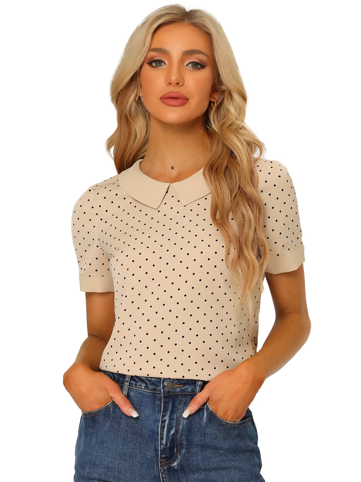 Women's Polka Dot Vintage Blouse - Dark Beige XS-image-b5fa892d-47ab-47dc-8d5c-36ad134a0bea-85803