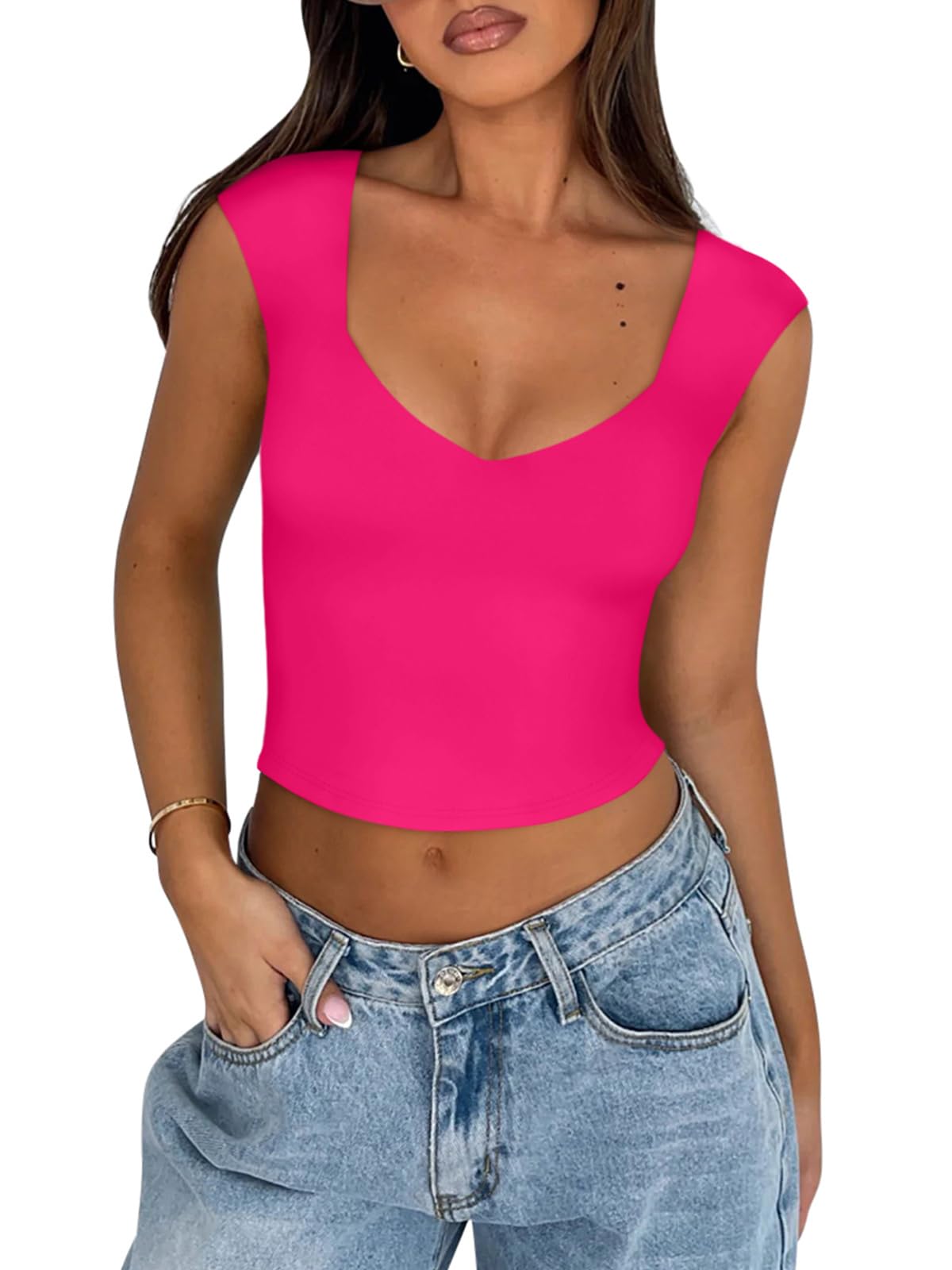 Women's Sleeveless Crop Tank Top - Neon Rose Red M-image-9d0079a3-34a3-4216-904b-5a6ffe820ee6-88463