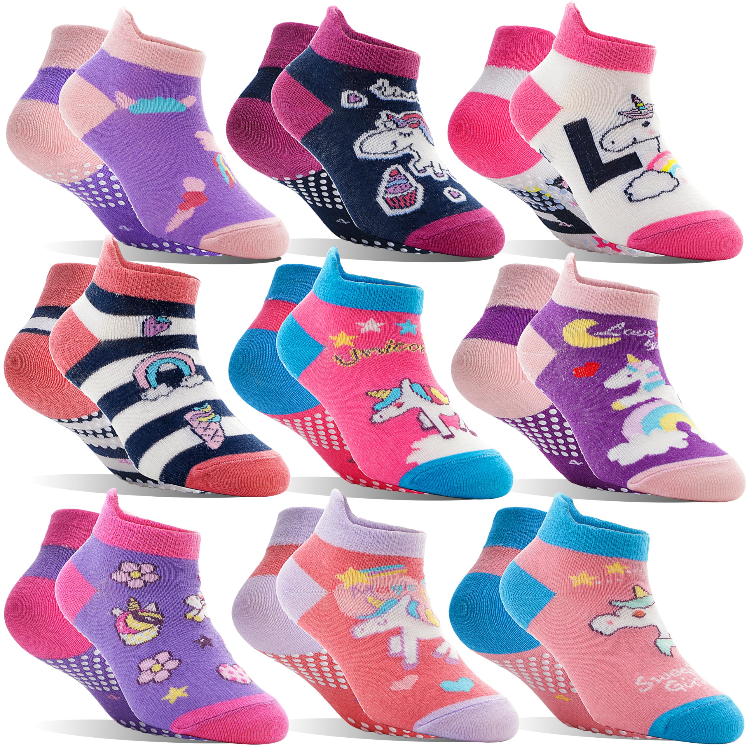 Baby Girls Non-Slip Unicorn Ankle Socks 9-Pack, 6-12 Months - Perfect Gift!-image-868314c7-c5f9-4688-9e81-024f3bd1b69e-55556