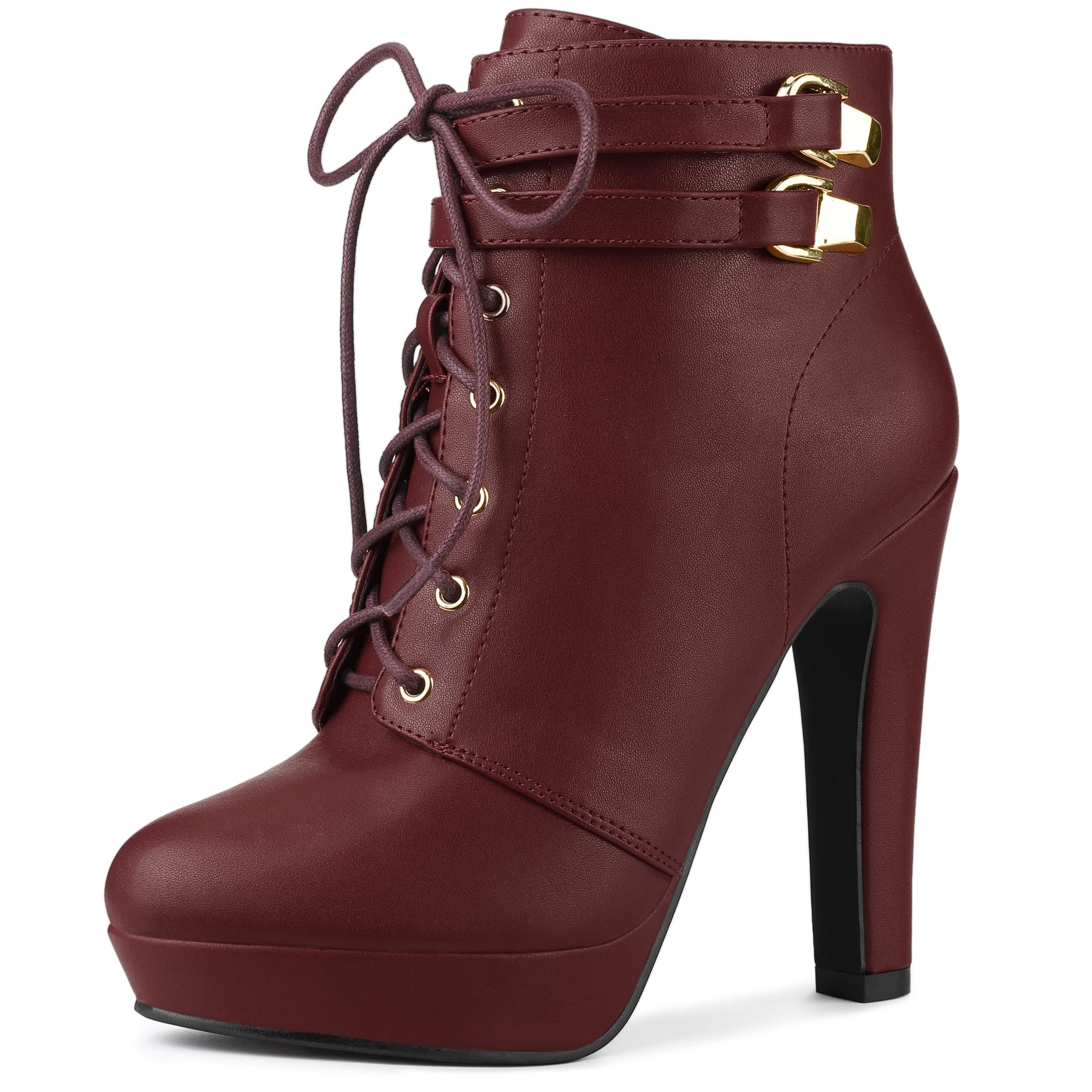 Lace Up Platform Ankle Boots - Burgundy UK 6.5-image-02aa83b5-2a2b-4099-b0fe-ad35c8279f82-113491