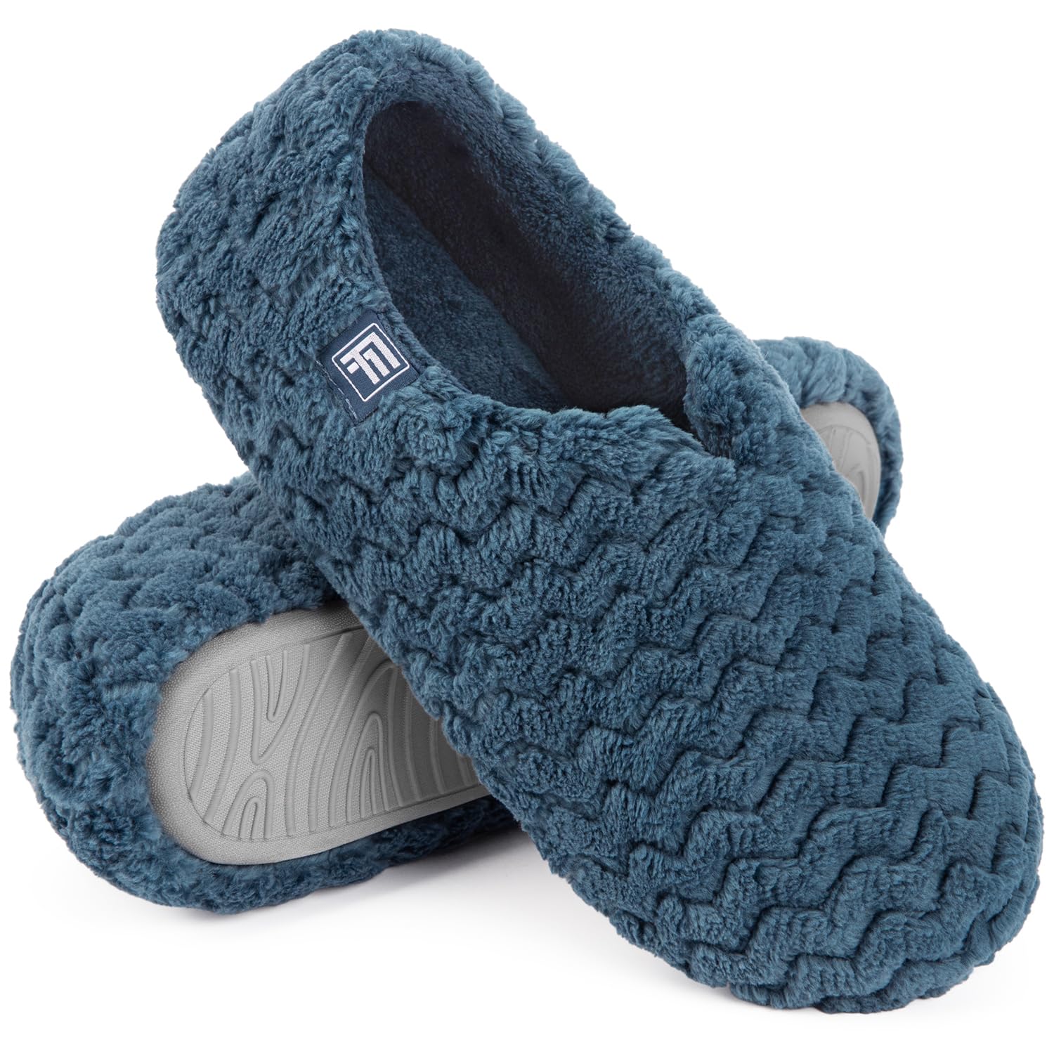 Women's Memory Foam Slippers with Soft Sherpa Lining, Lightweight House Shoes, Dark Blue, UK9-10-image-4e62b438-201d-46e6-a7fe-581d53c6d605-66465