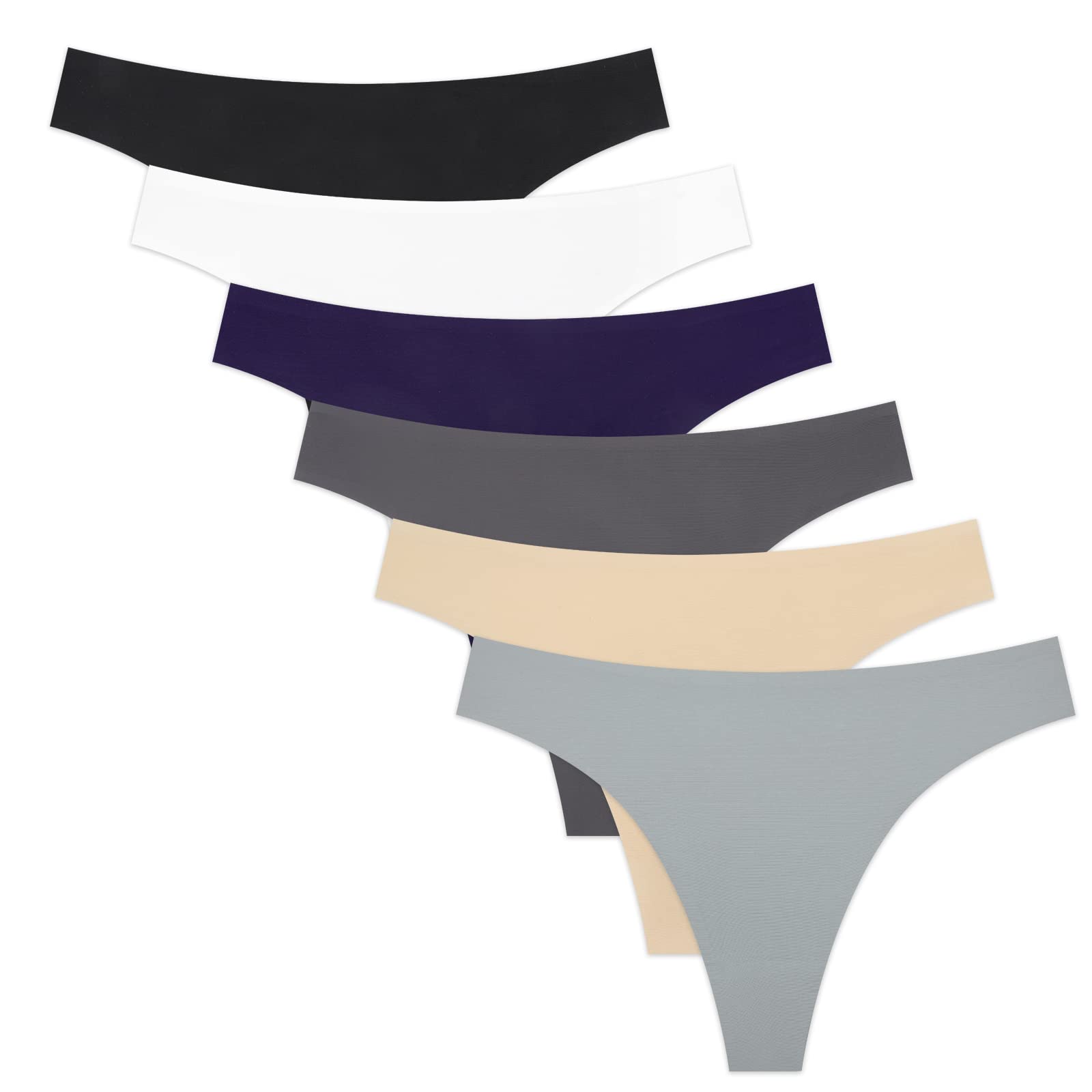 Yrendenge 6 Pack Ice Silk Seamless Thongs - Sexy Low Waist No Show Knickers-image-85bf8632-153a-4e00-9b83-a38b8559fac7-53968