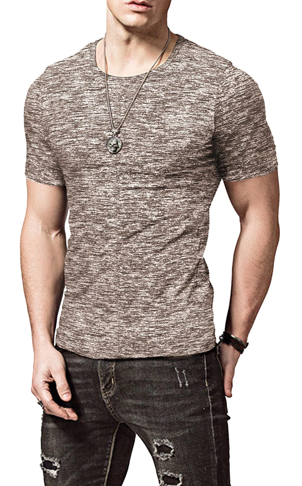 Men's Quick Dry Gym Workout T-Shirt - M Tan, Ideal for Running & Sports-image-f69ff59a-9bed-424d-9b94-debebf87dbb0-44660