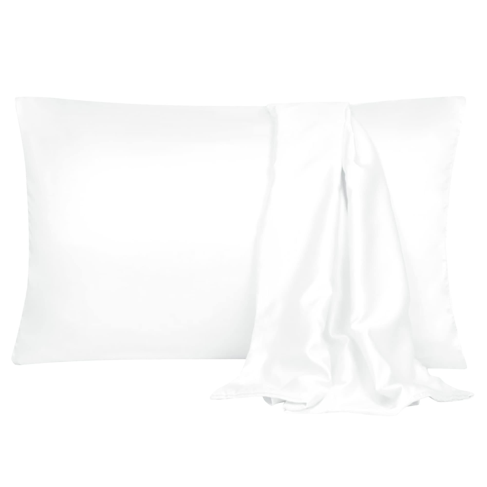 sourcing map Pillowcase Set Silk Satin Pillow Cases 2 White 50 x 75cm-image-c200c989-a7a4-42a8-91fe-7ffb6b4b5345-60375