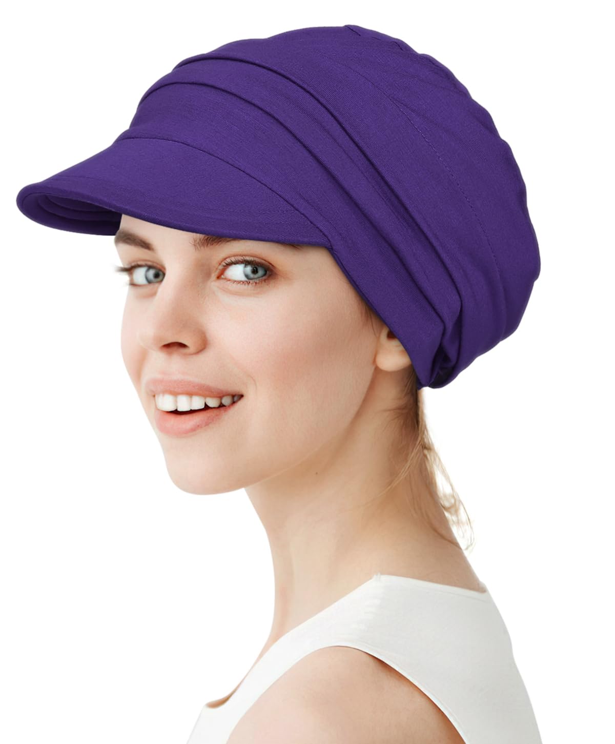 Women's Slouchy Beanie with Visor - Purple One Size-image-b2c6058b-03ab-4048-8b0c-724e305dbba5-111129