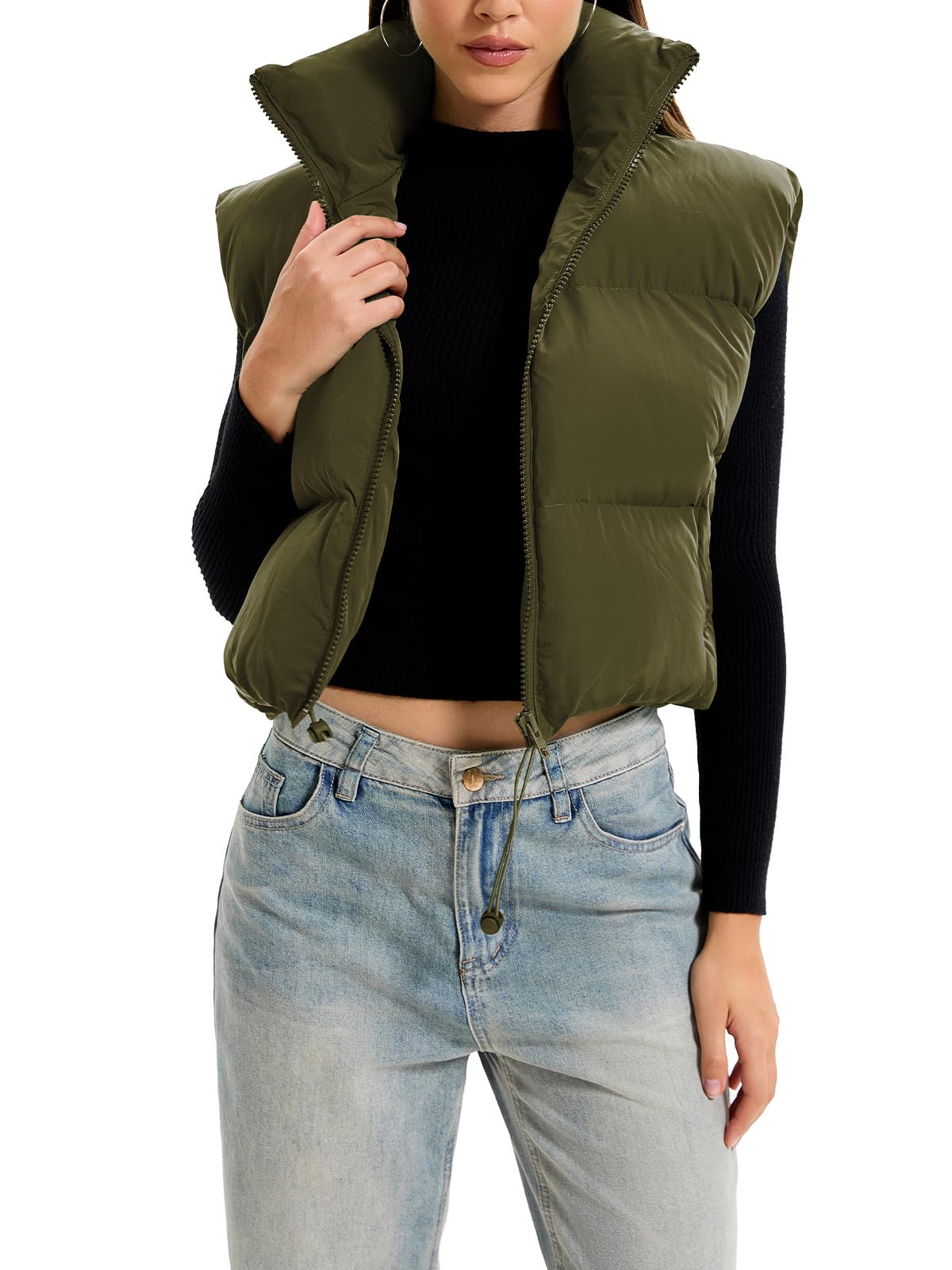 Women's Quilted Gilet - Army Green S-image-bc2ec432-9b9a-4dab-af84-b7f84b5c1953-93433