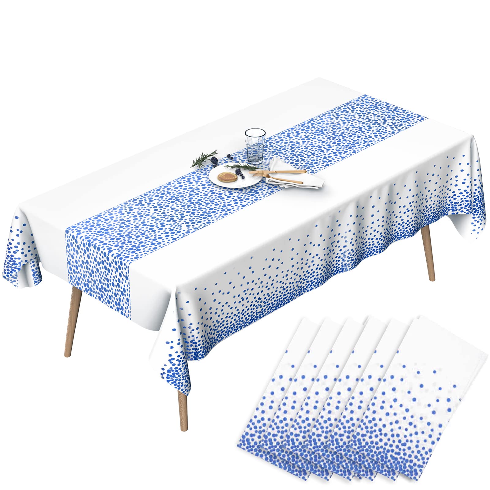 WENYA Table Cloth Pack Plastic Wipeable Blue 54" x 108", 6 (Blue)-image-ac35cdb5-aa19-445f-8119-d4d0aa7d35d5-54414
