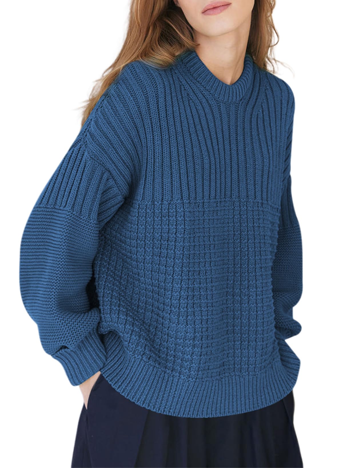 Women's Cable Knit Jumper - Blue XL-image-01bf68bd-e5e0-45cd-9405-49959d58c3a3-96580