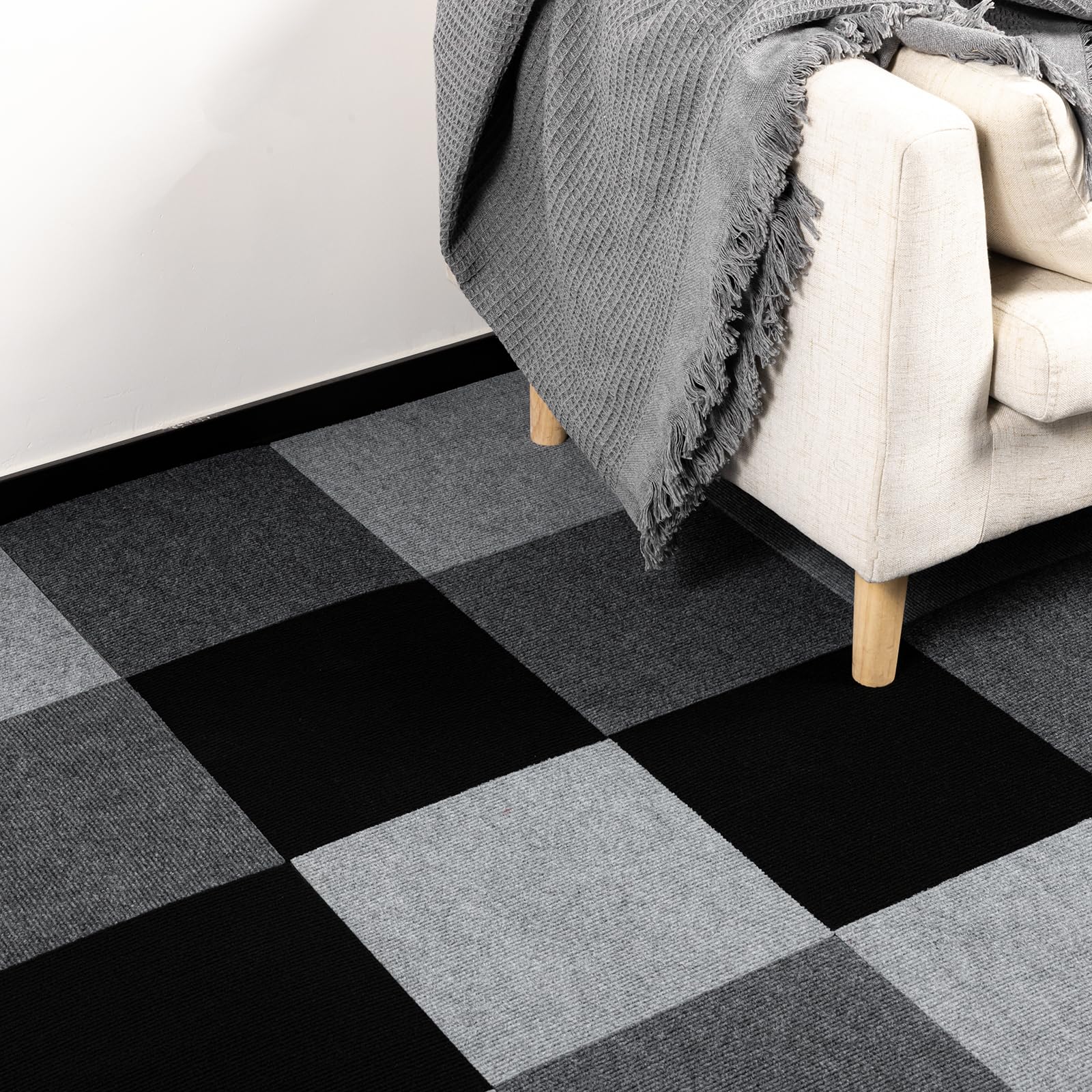 Self-Adhesive Carpet Floor Tiles - Dark Grey 30x30cm