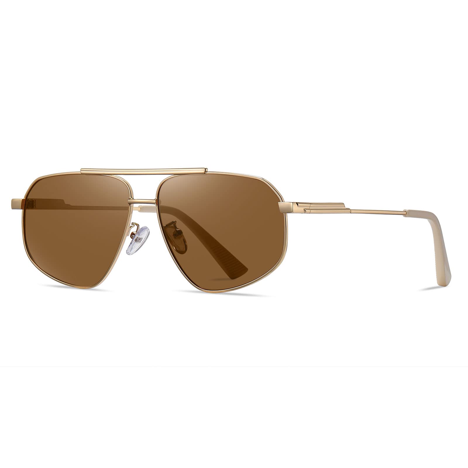 Men's Polarised Round Sunglasses - Gold/Brown-image-d912ce8d-b1f4-489b-802d-c959703f611e-119684