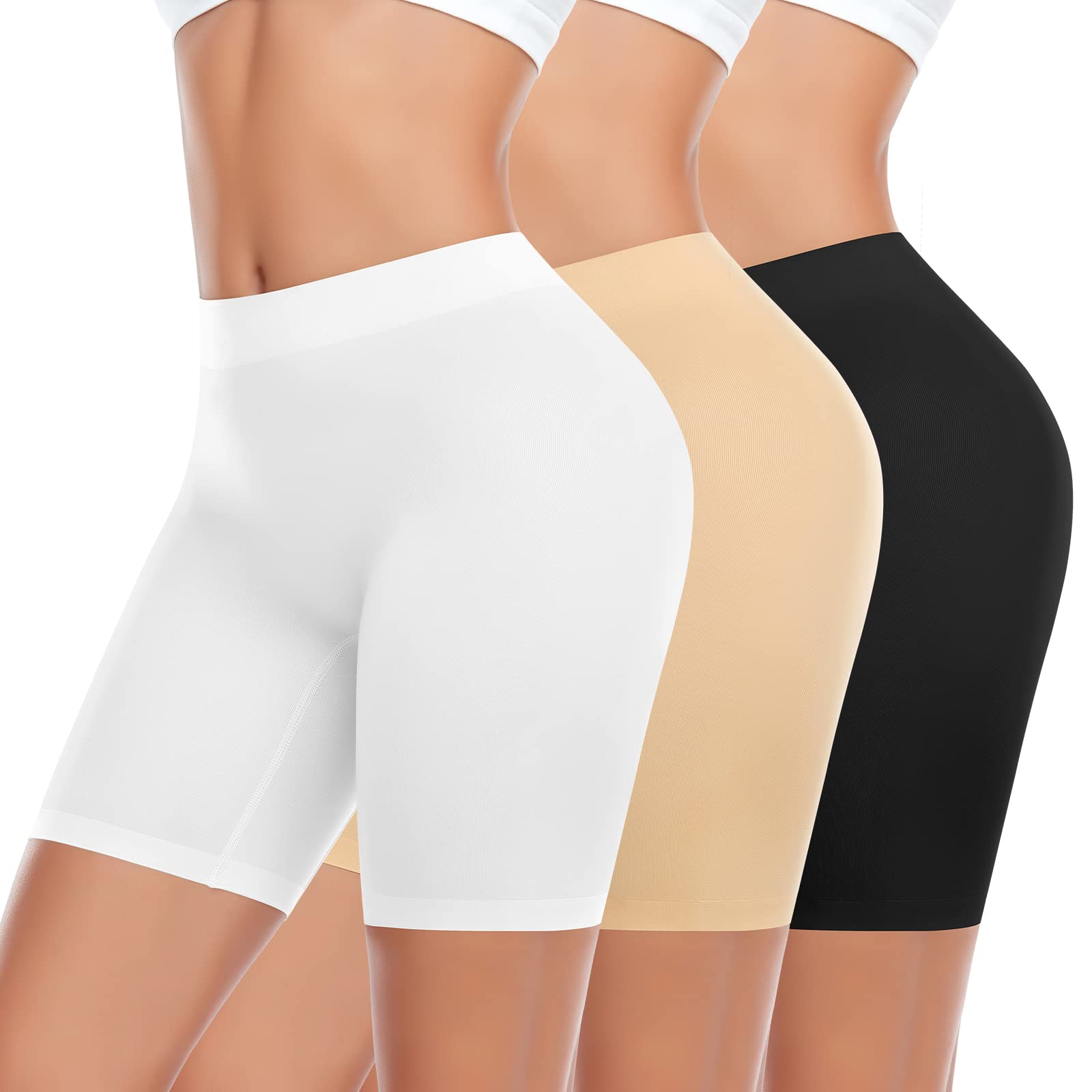 Women's Anti-Chafing Slip Shorts - Black+Beige+White S-image-94889f85-4521-4cf7-80dd-de9abb26af10-111194