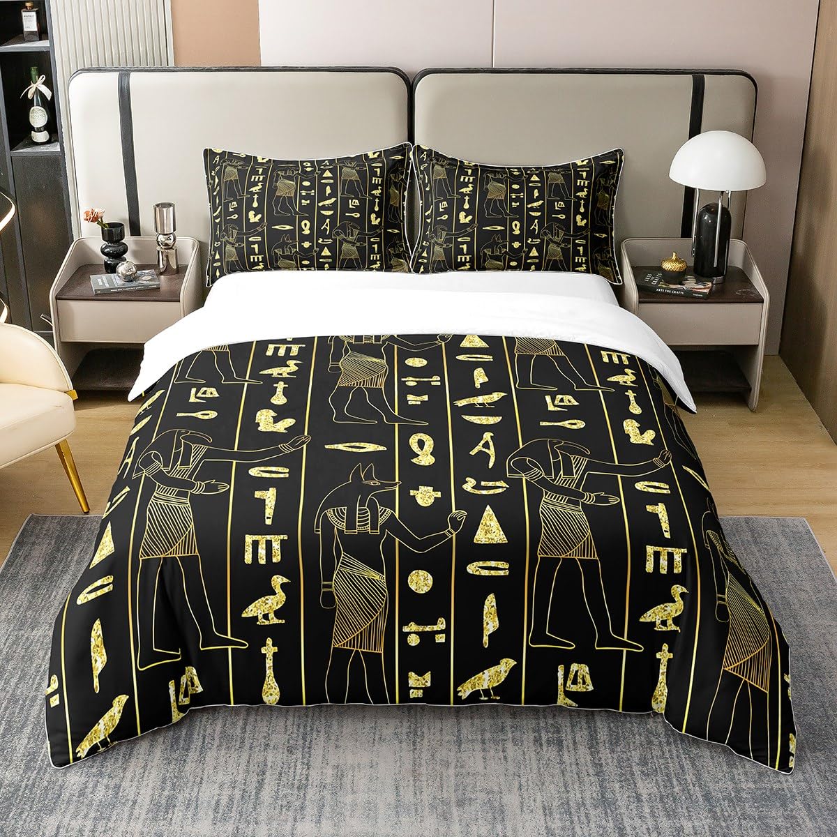 Ancient Egypt Cotton Duvet Cover Set - Multicoloured Single-image-7cd506c0-6cb2-40c8-86bd-9ebe1cca4ce2-115816