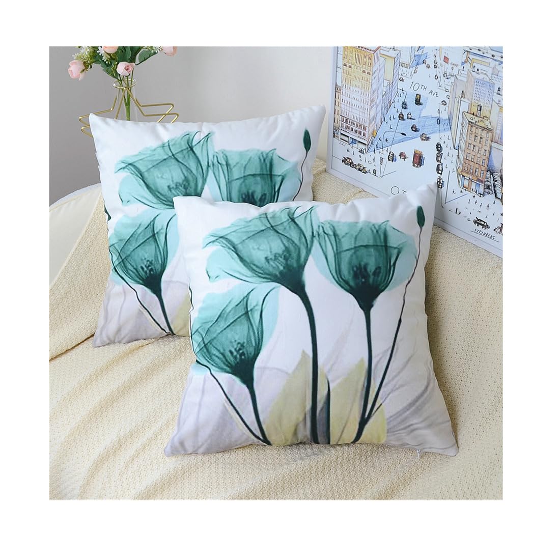TIAODIAN Set of Velvet Cushion Covers Teal 2 50 x cm 20''x20'' (TD8)-image-48b29e9c-2115-4c67-a2a9-348dca884a8b-63857