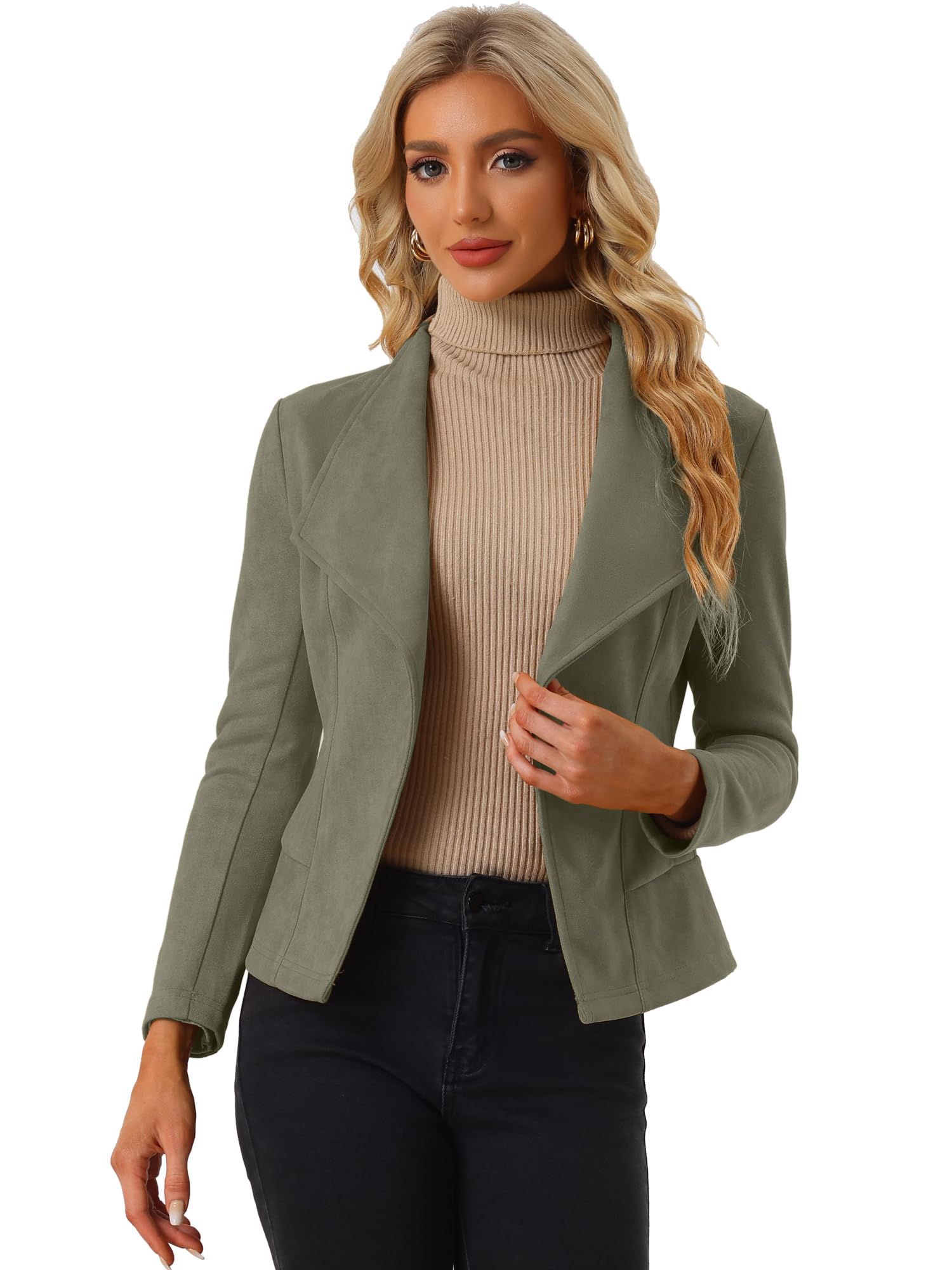 Women's Faux Suede Jacket - Olive Green M-image-1a26382e-d440-485a-88e9-66822e06ce6c-113939