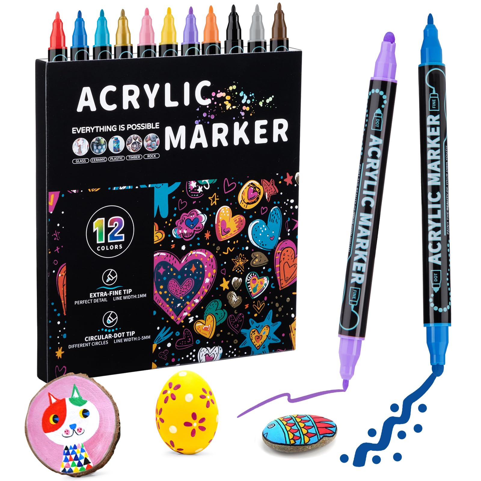 Dual Tip Acrylic Paint Pens - Multiple Colours 48 Pack-image-f0c18971-0859-492c-9da1-4c5cd96fedb4-109242