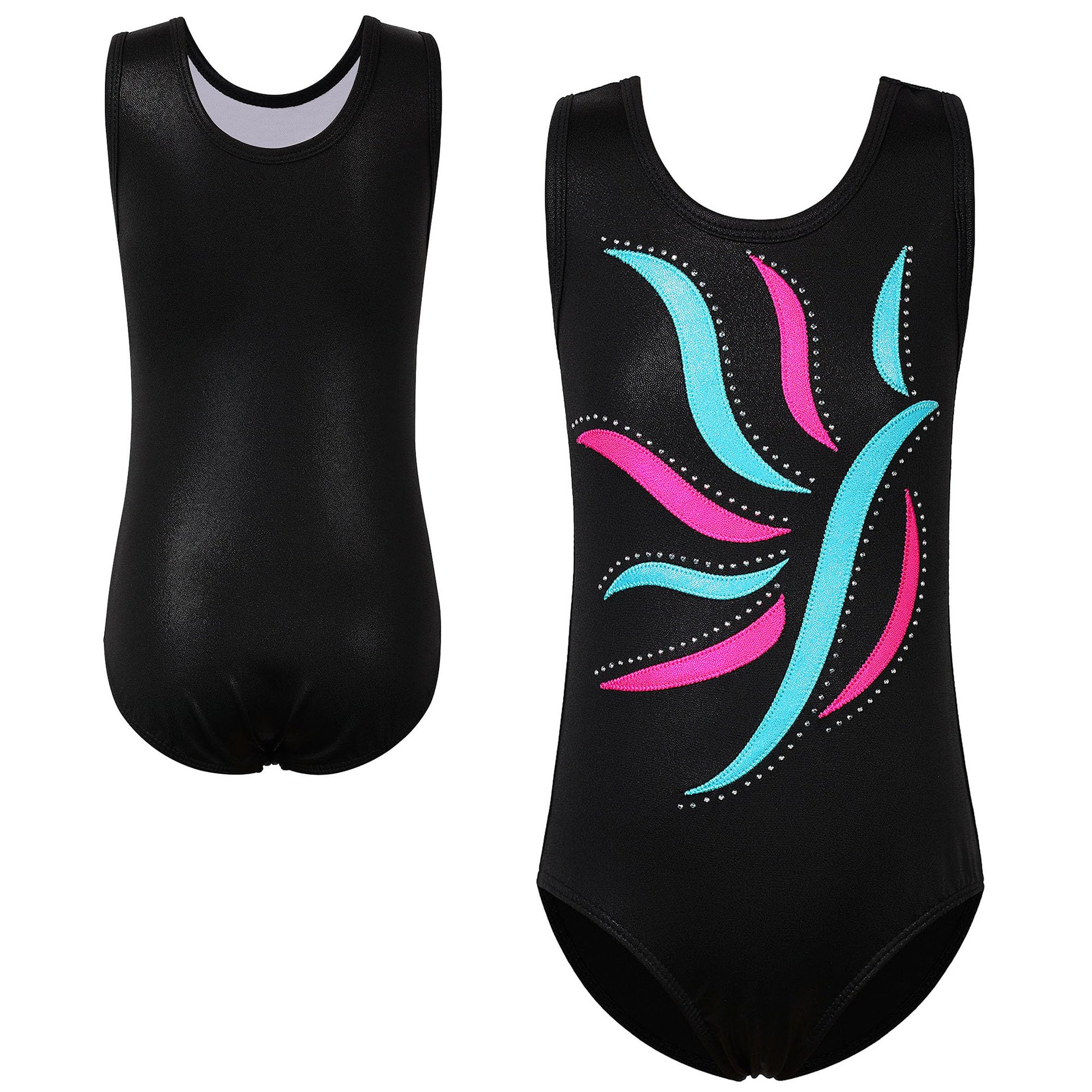 Sparkle Gymnastics Leotards for Girls - Black & Blue, Comfortable Athletic Dancewear, Age 6-image-b15a8a56-5e05-4c2b-8968-a0fdc07dbd4b-67501
