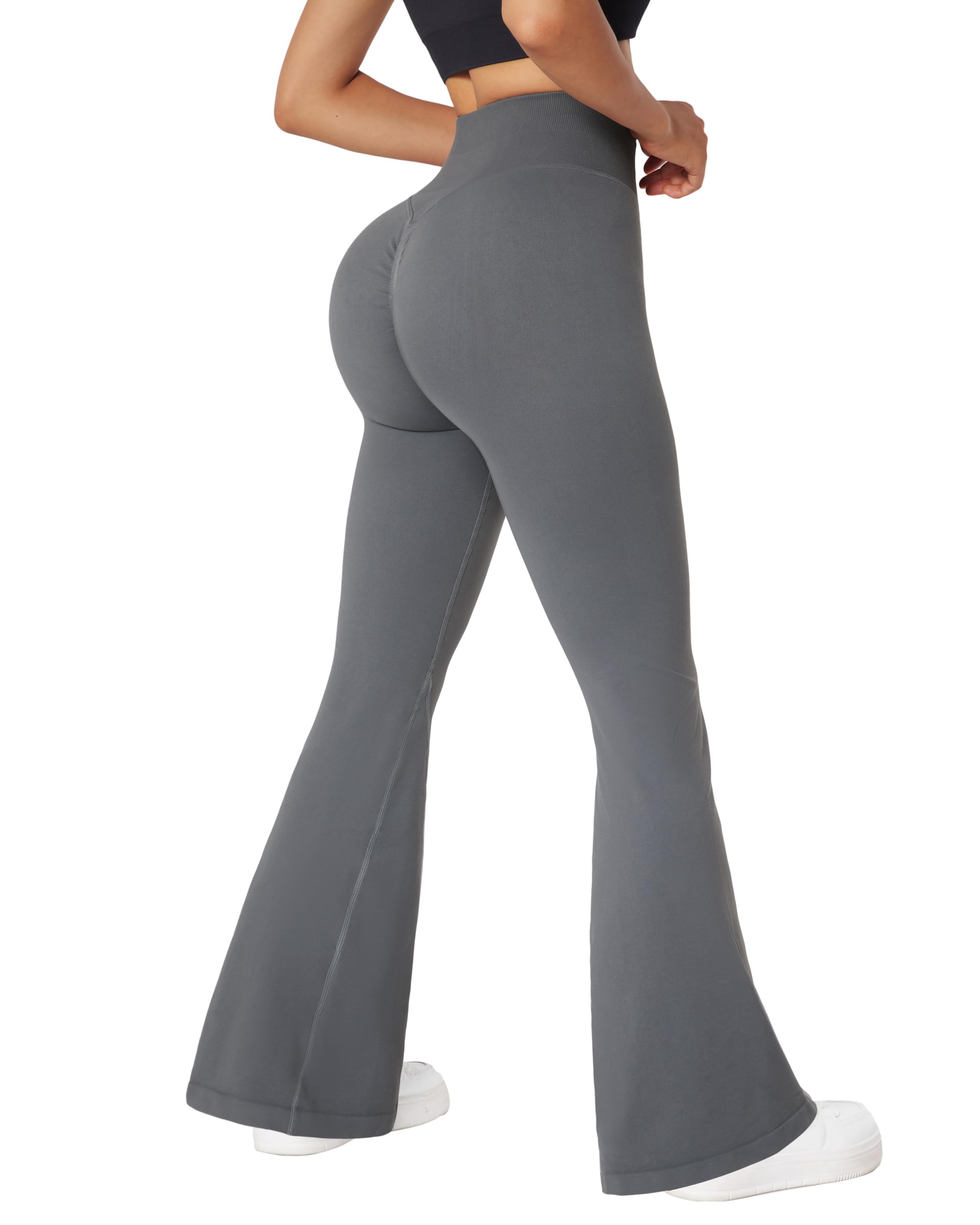 Women's Flared Yoga Leggings - Grey XL-image-ae2d2818-3c9a-4777-890c-fb072179de9c-104236