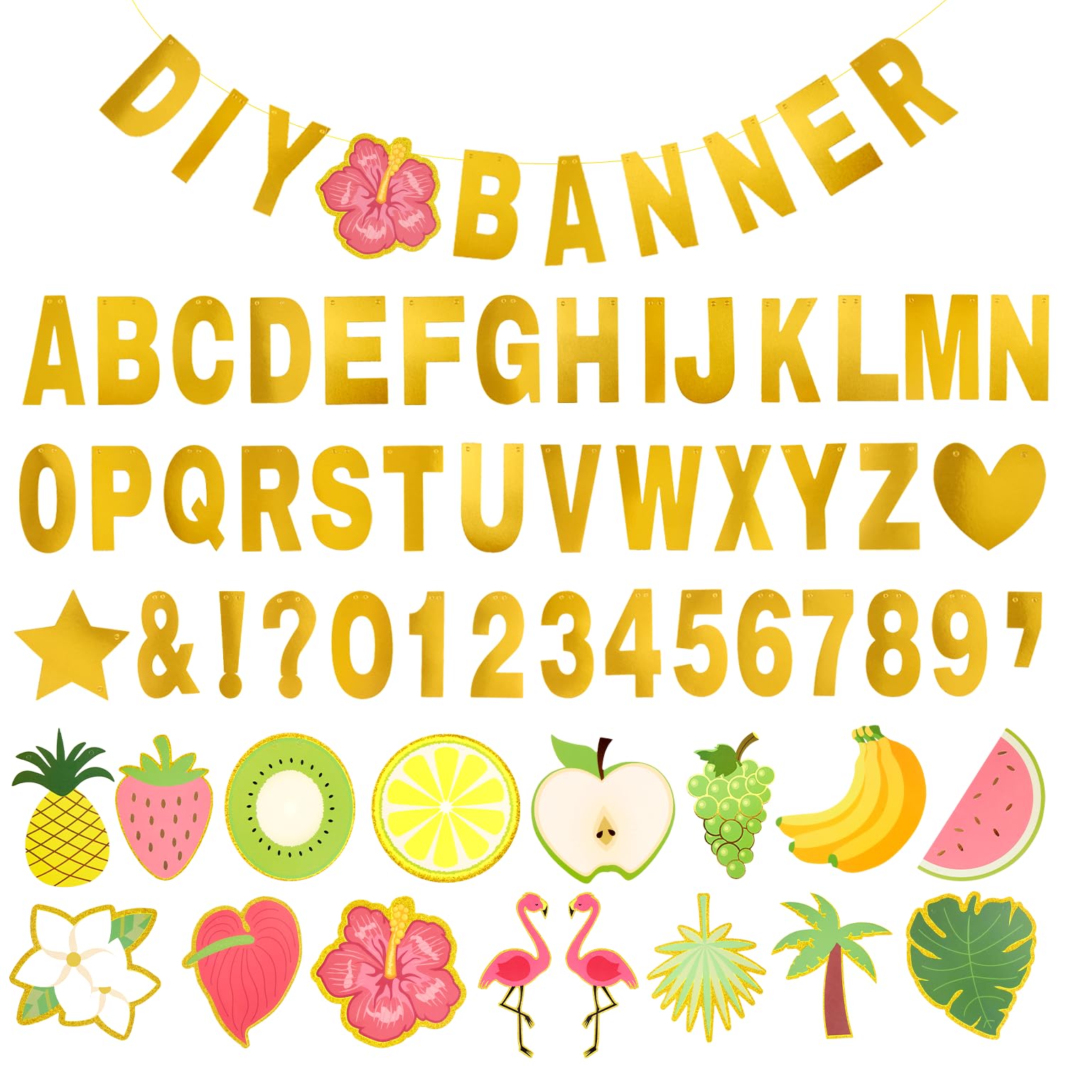 DIY Tropical Letters Banner - 122pcs Personalised Party Decorations for Summer & Weddings-image-91ff536a-f225-416a-b872-c0bec012de64-54242